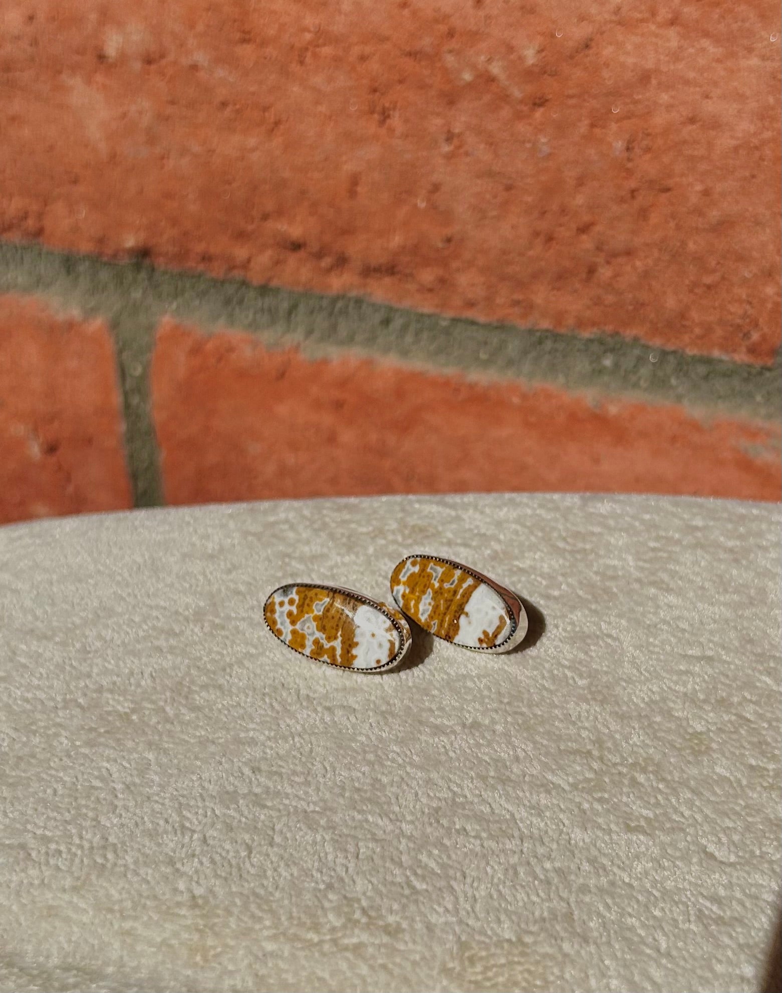 Navajo Made Ocean Jasper & Sterling Silver Post Earrings