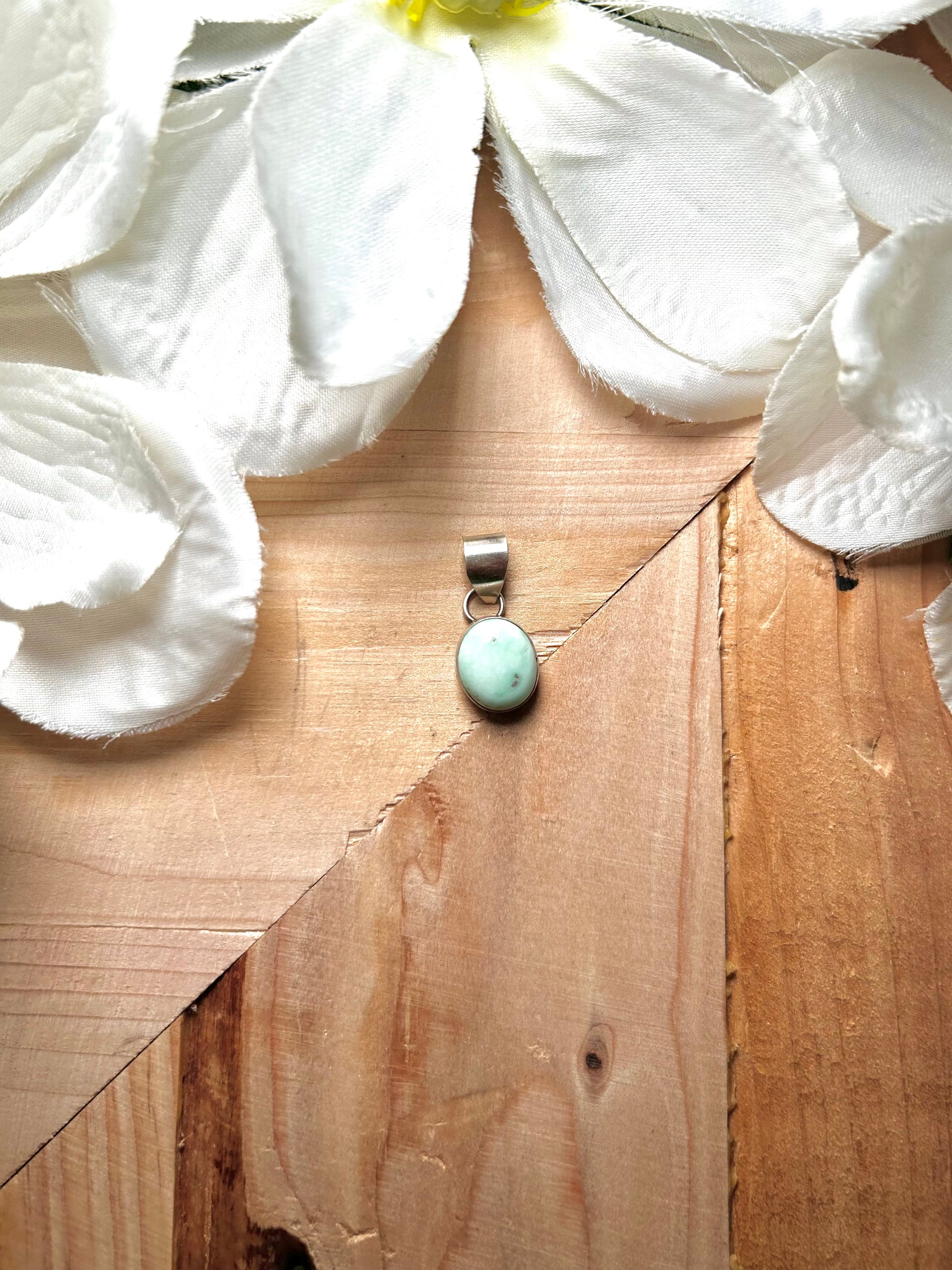 Navajo Made Palomino Variscite & Sterling Silver Pendant