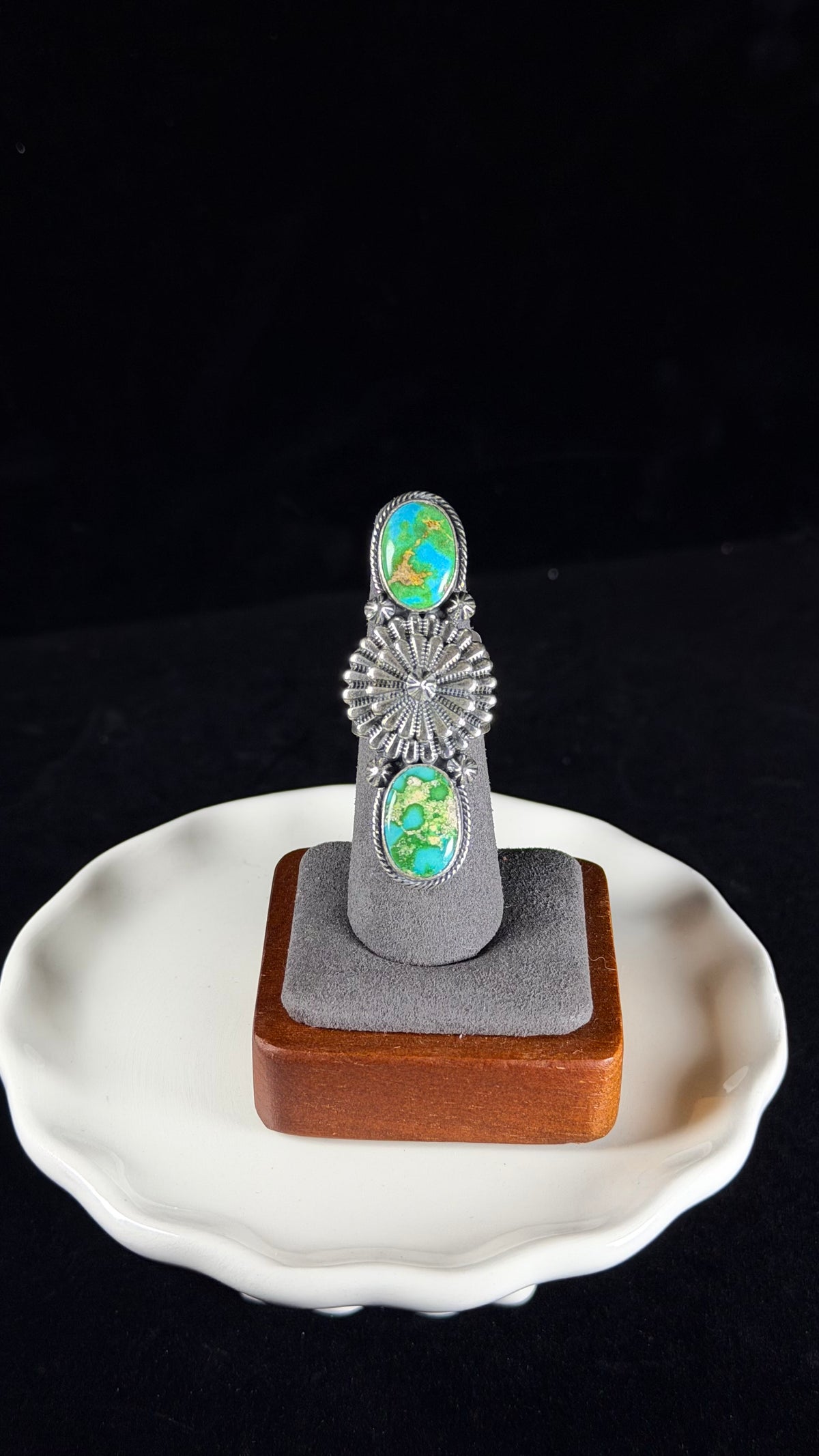 Sam Yellowhair Sonoran Mountain Turquoise & Sterling Silver Ring Size 6.5