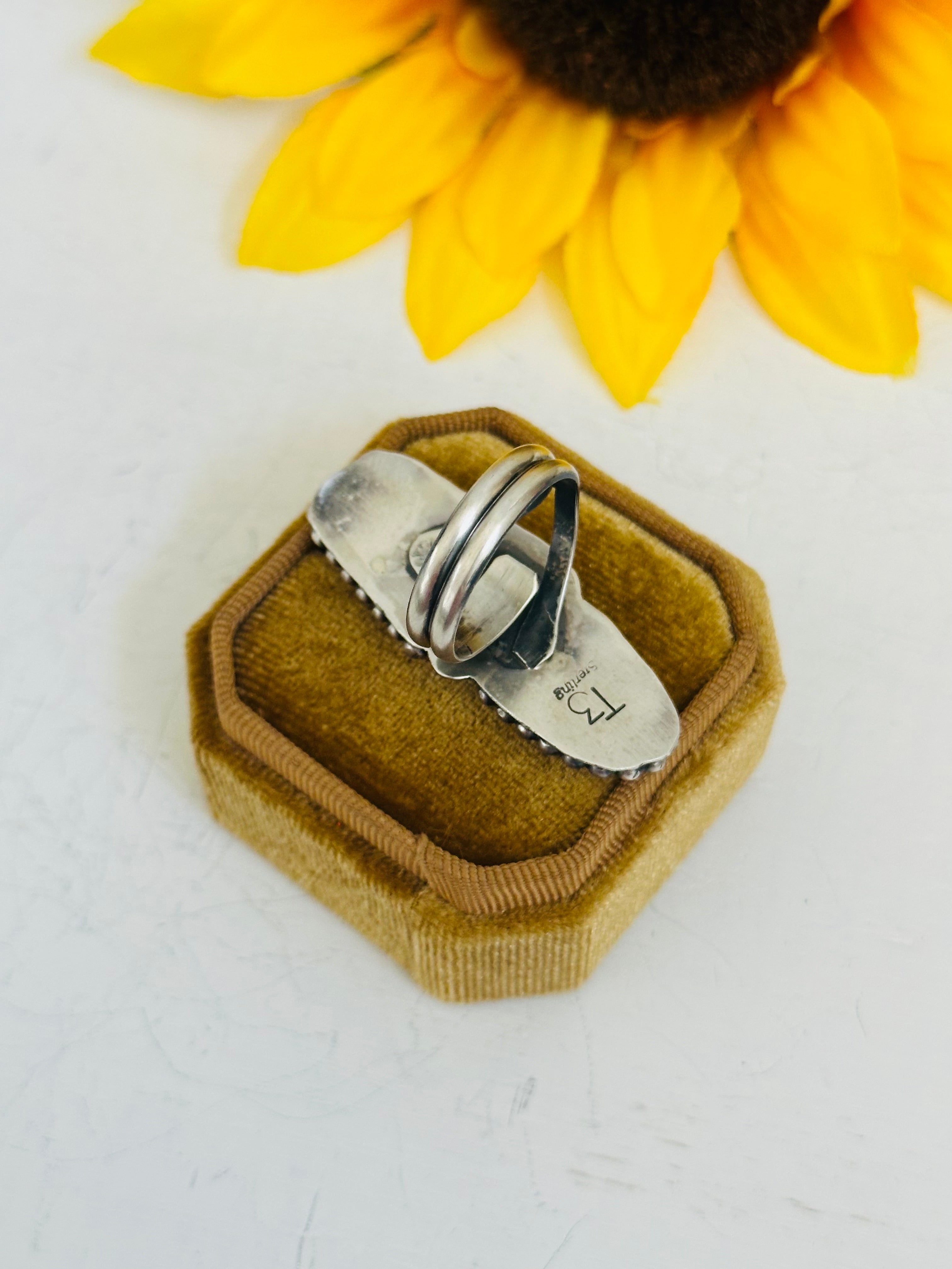 Tia Long Spiny Oyster & Sterling Silver Adjustable Ring