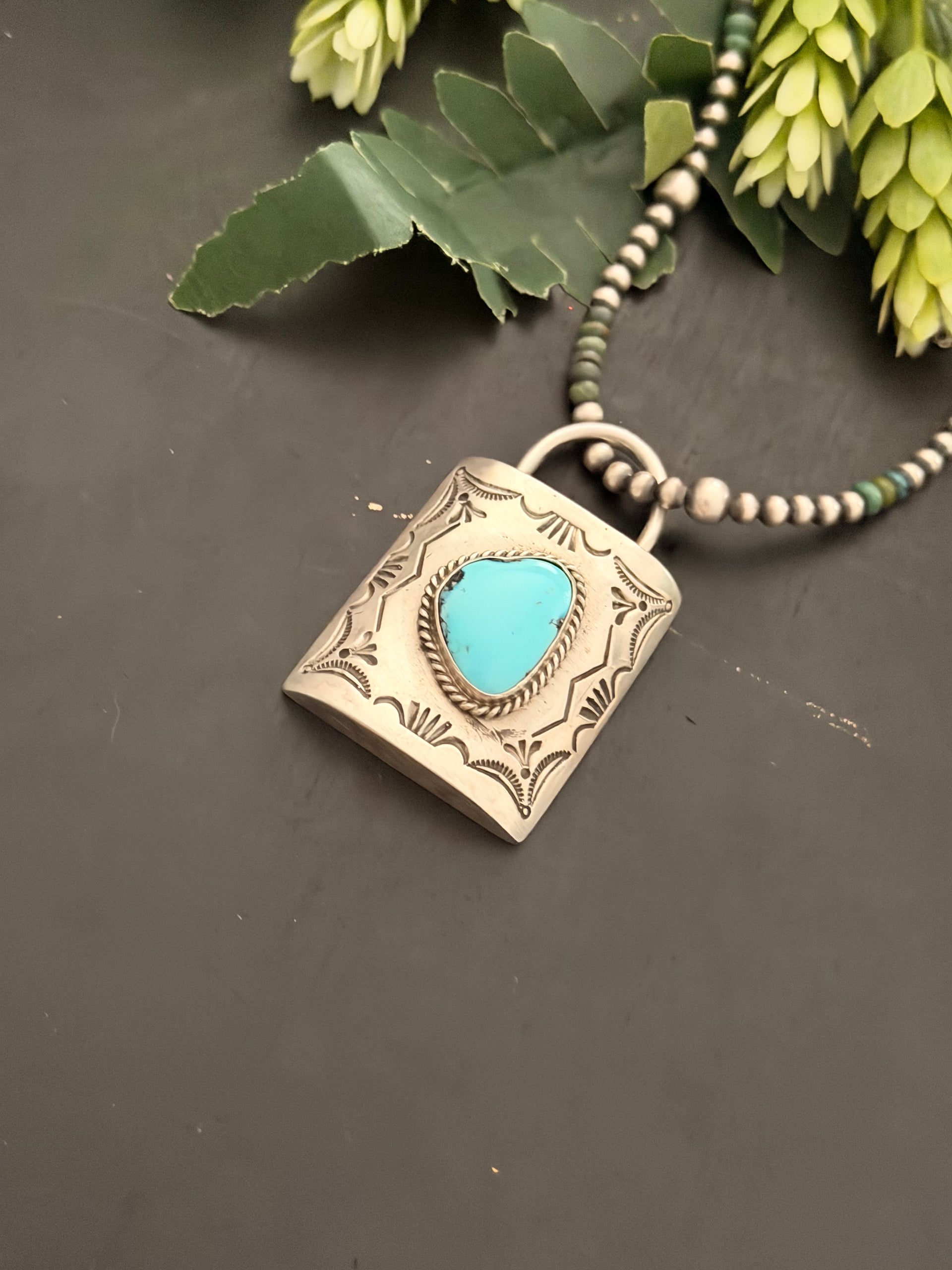 Charles Johnson Golden Hills Turquoise & Sterling Silver Locket Pendant