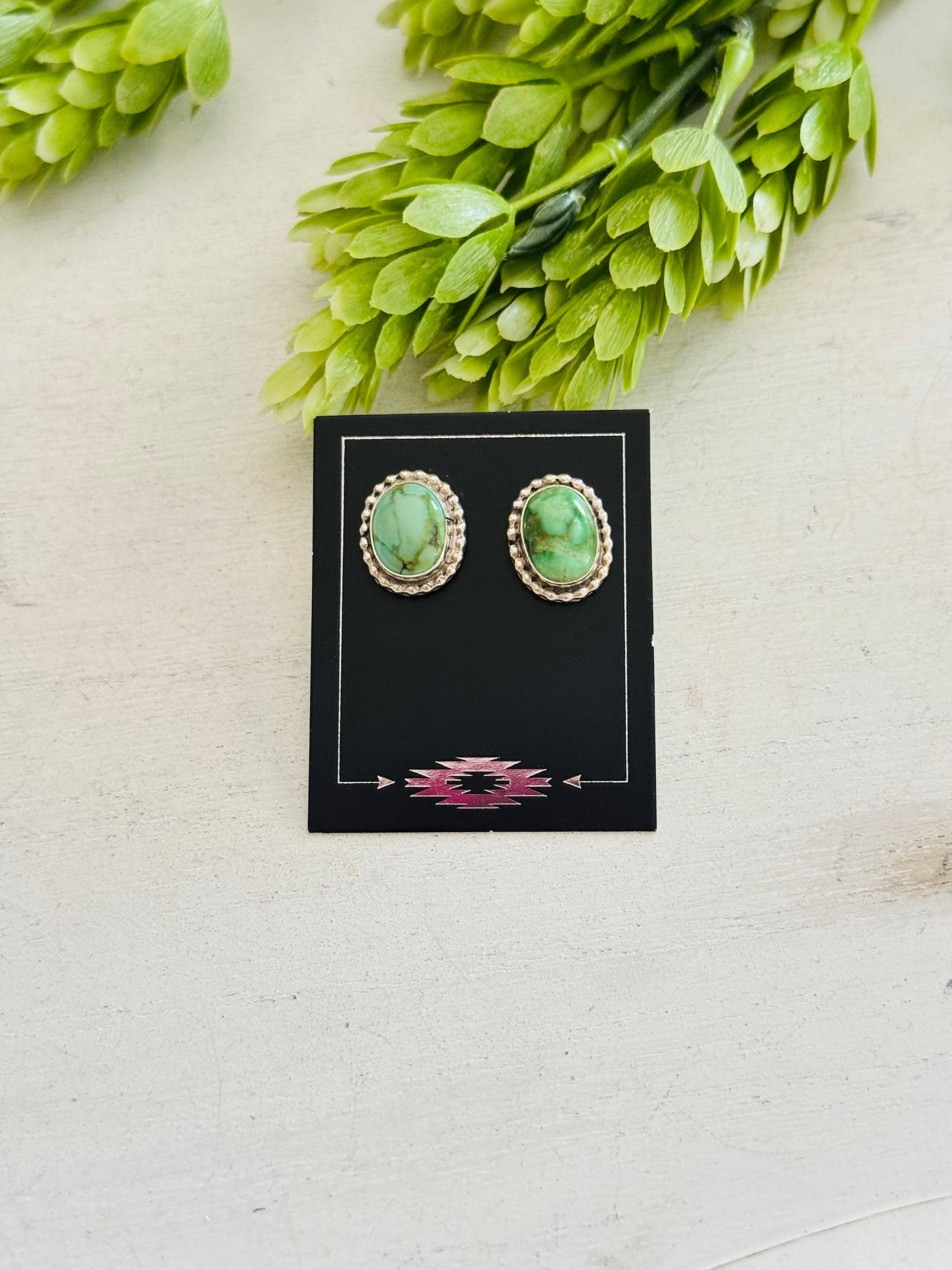 Navajo Made Sonoran Mountain Turquoise & Sterling Silver Post Earrings