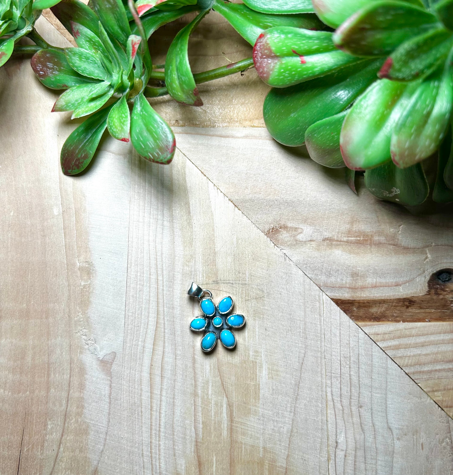 Navajo Made Kingman Turquoise & Sterling Silver Pendant