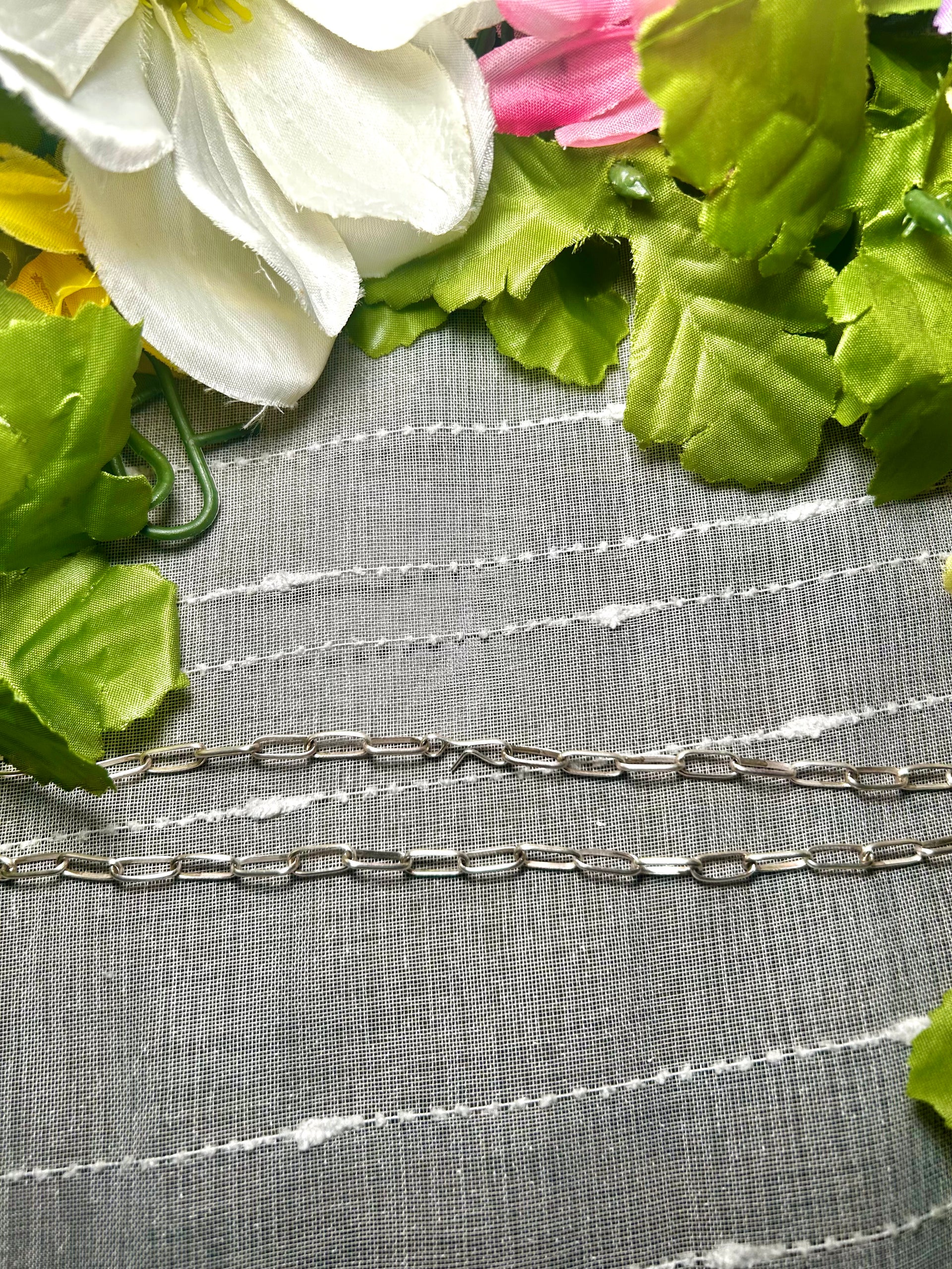 Navajo Made Strung Paper Clip Sterling Silver Necklace