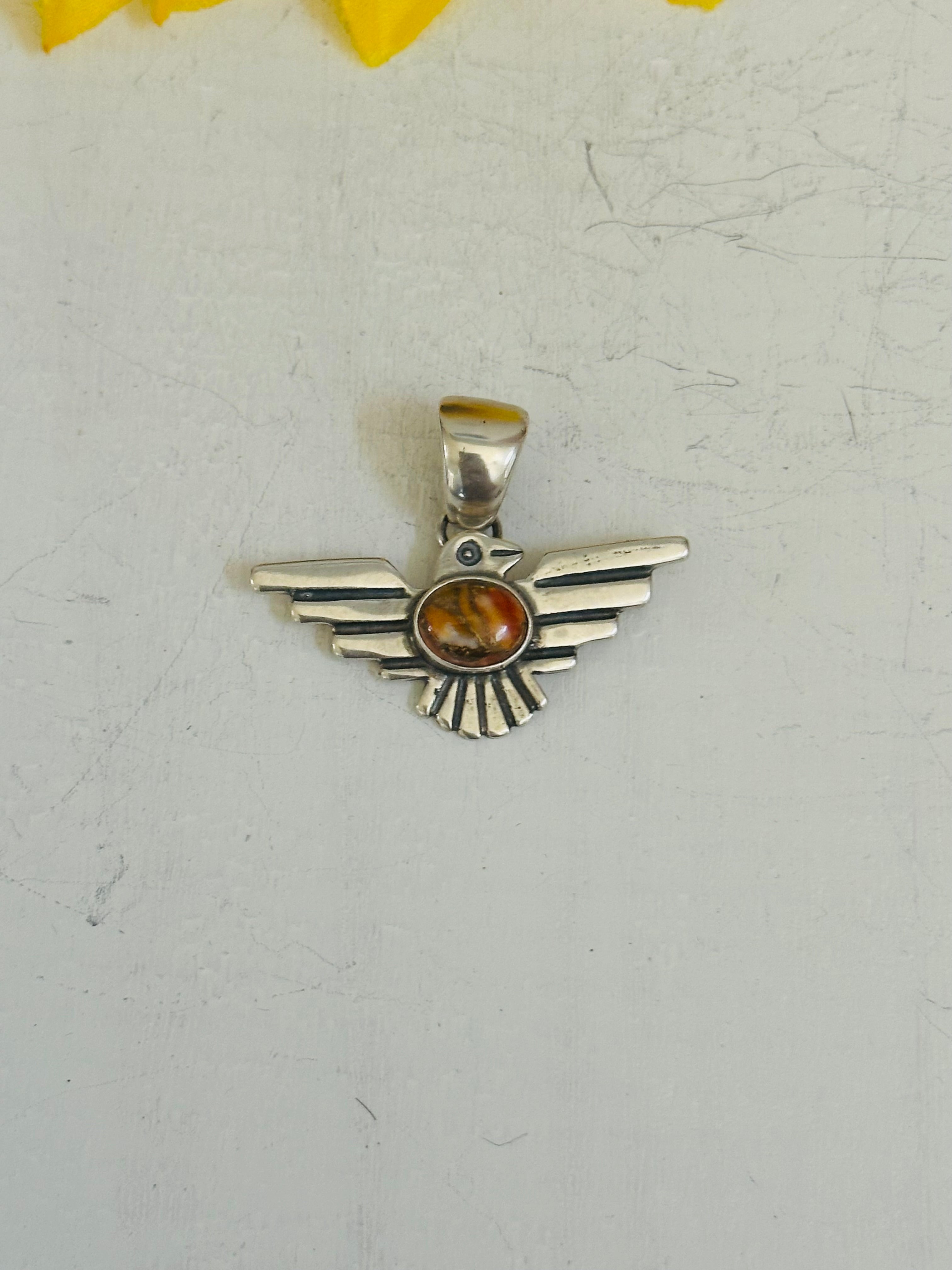 Navajo Made Sterling Silver Thunderbird Pendant