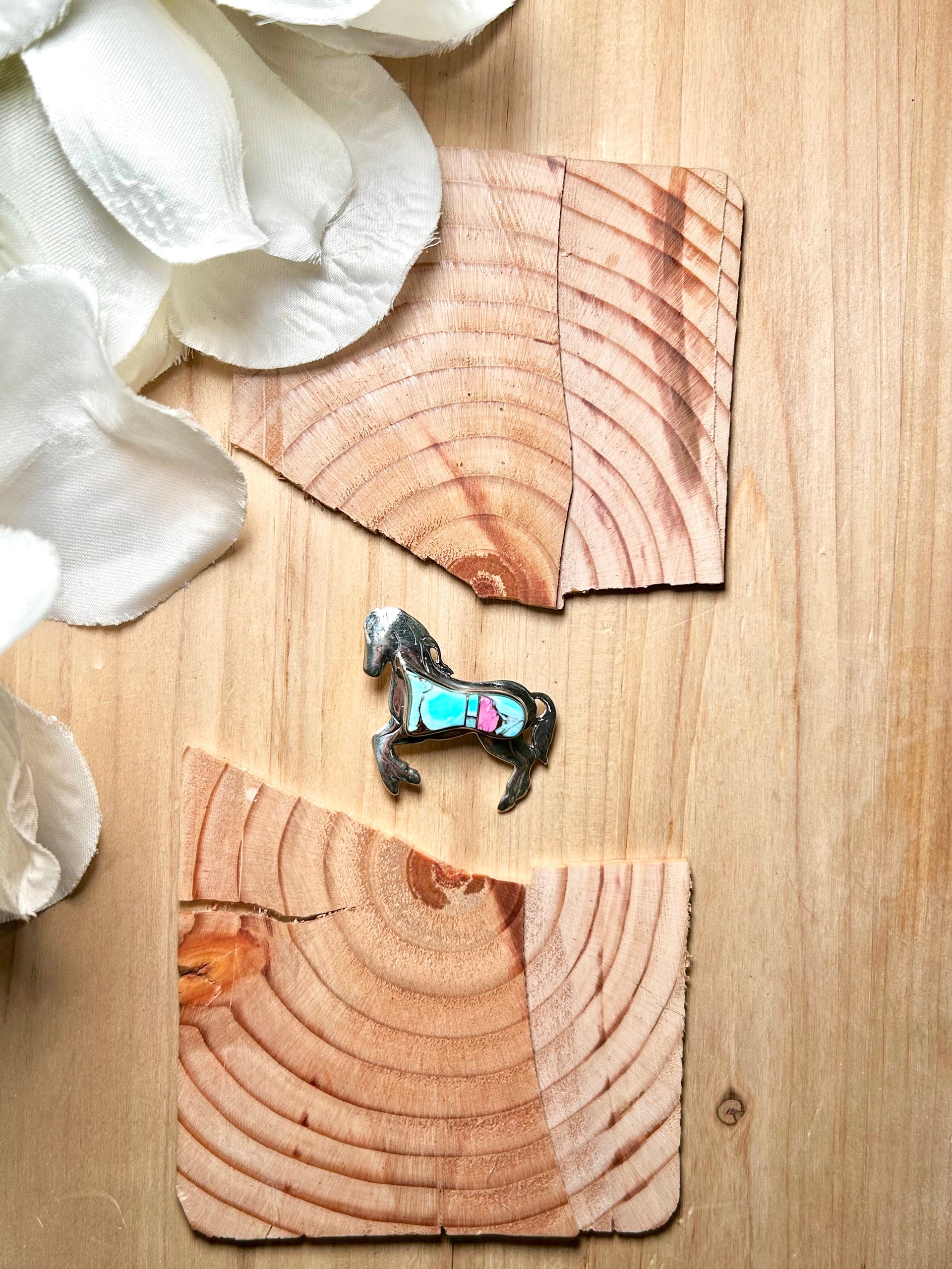 Navajo Made Cotton Candy Dahlia & Sterling Silver Pin/Pendant