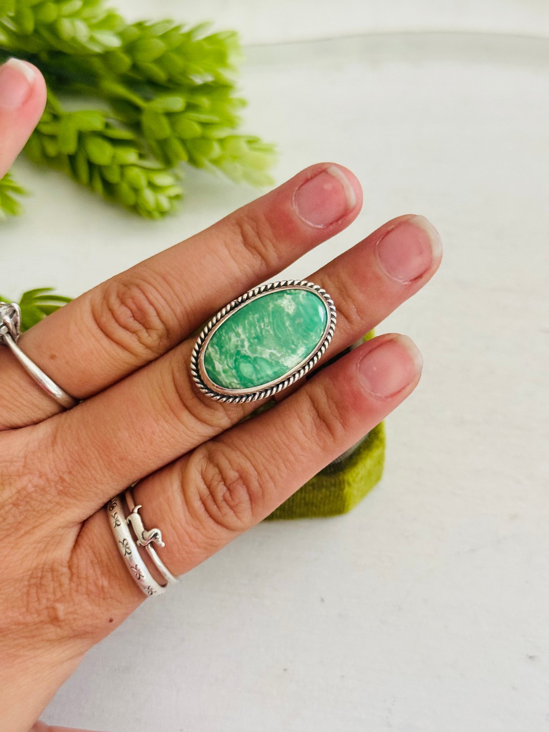 Southwest Made Royston Turquoise & Sterling Sliver Ring Size 8.5