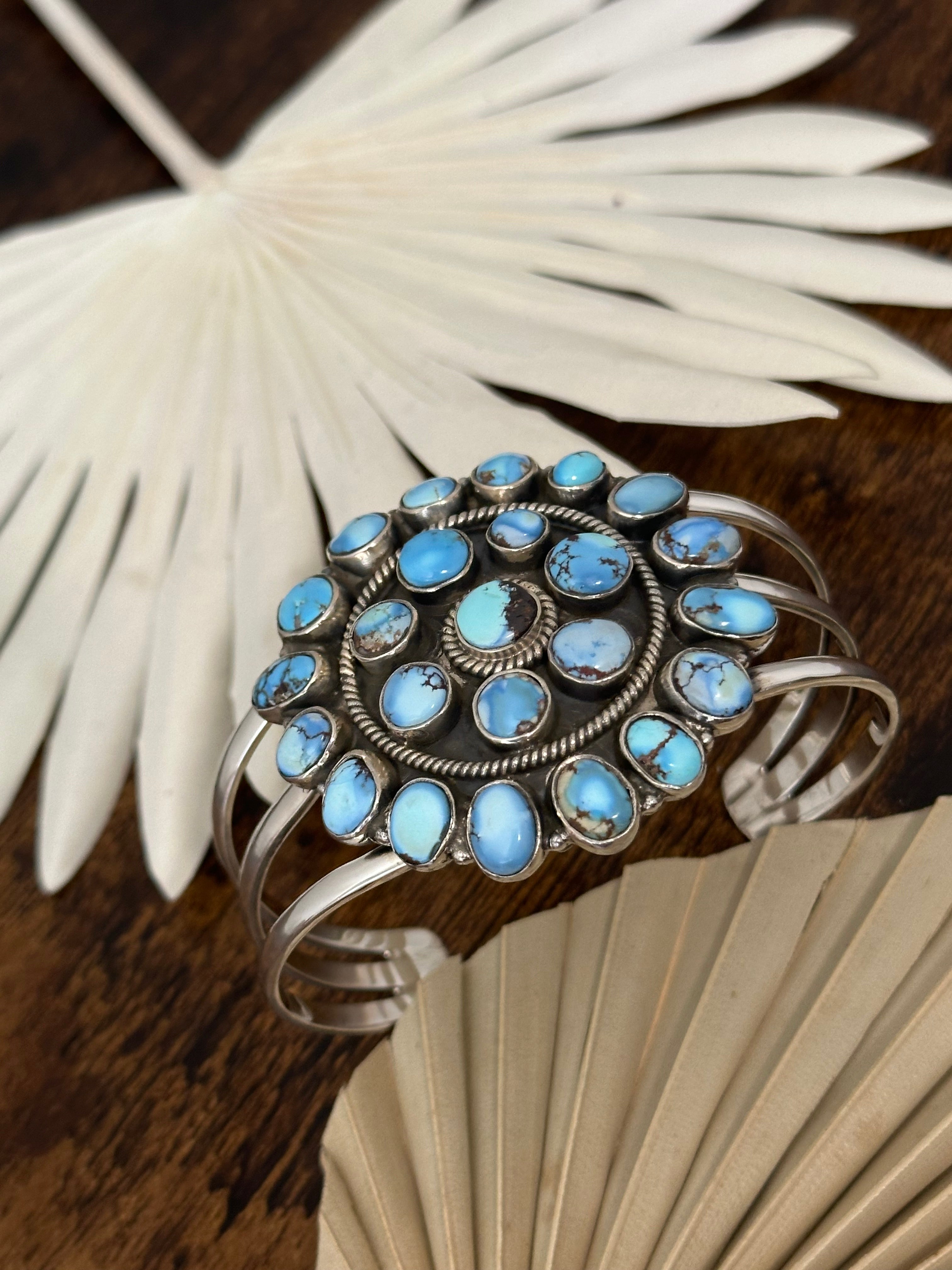 Southwest Made Golden Hills Turquoise & Sterling Silver Cuff Bracelet