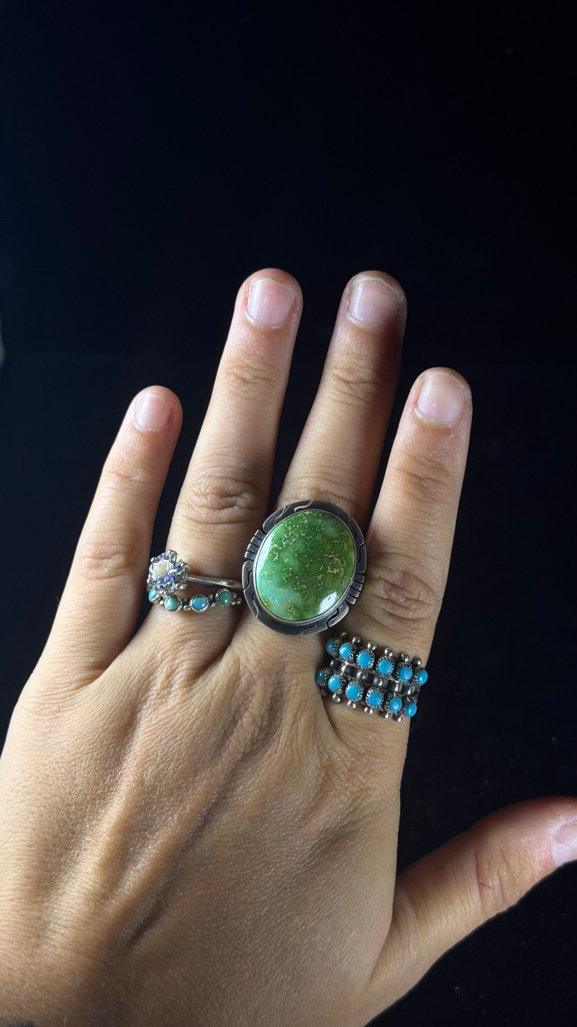 Dave Skeets Sonoran Gold Turquoise &  Sterling Silver Ring Size 9.75