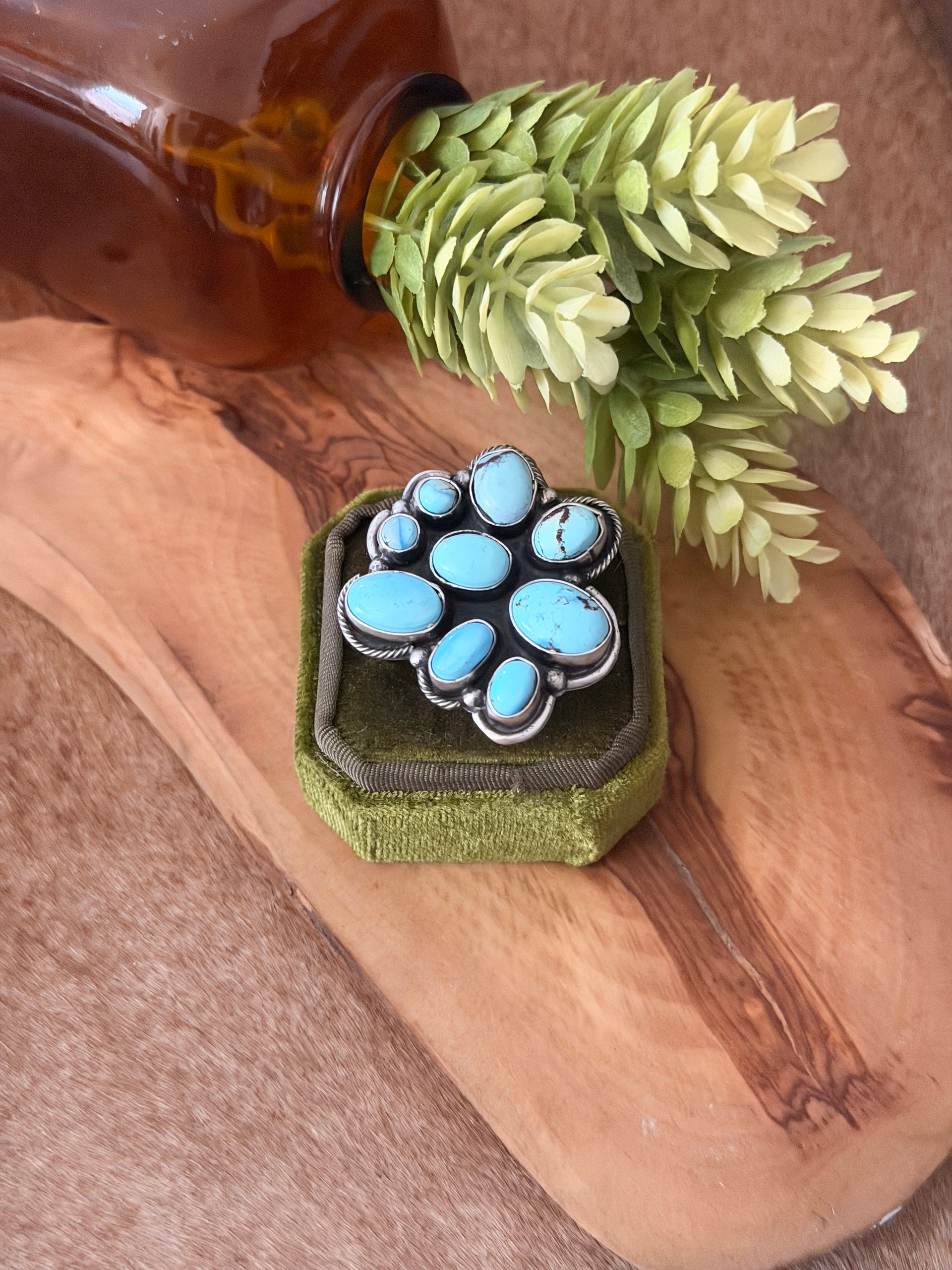 Ella Peters Golden Hills Turquoise & Sterling Silver Adjustable Cluster Ring