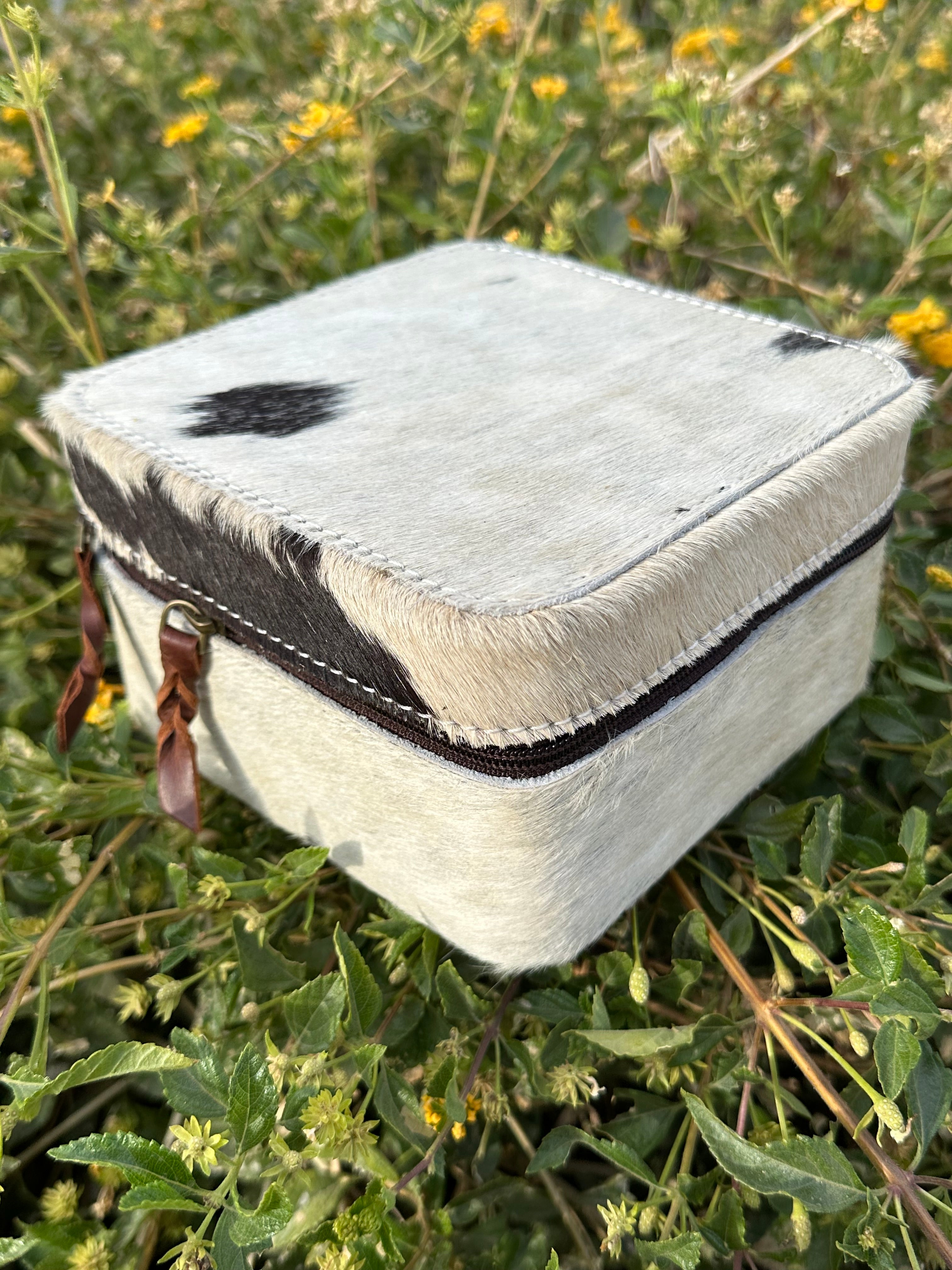 Genuine Leather Cowhide Jewelry Box