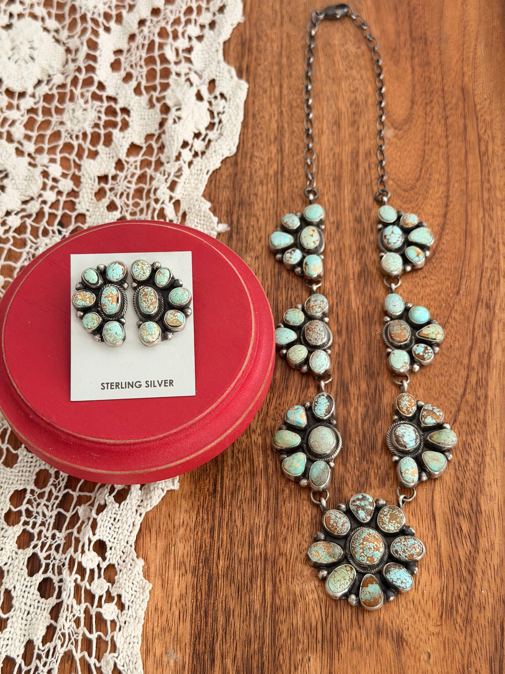Sheila Becenti Royston Turquoise & Sterling Silver Necklace Set