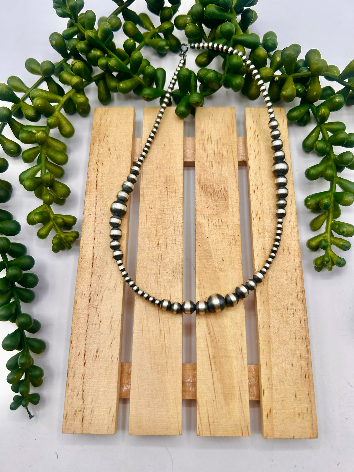 Navajo Made Strung Sterling Silver Necklace