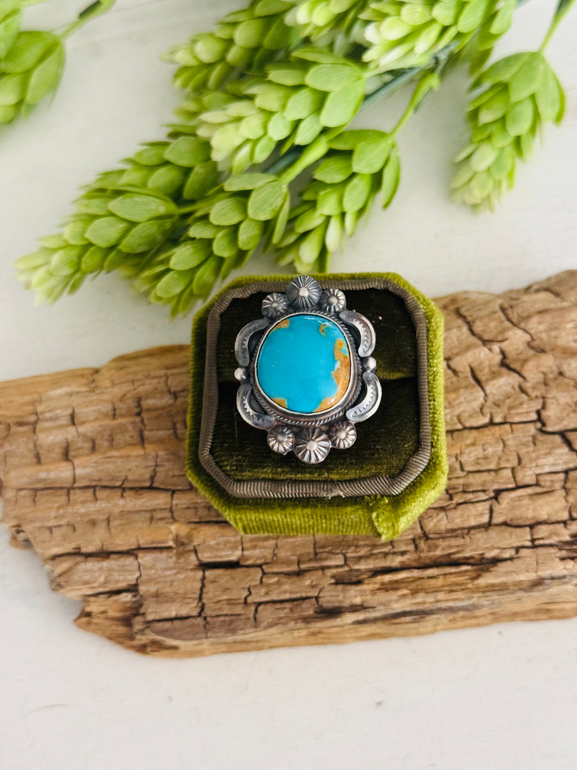 Bennie Ramone Kingman Turquoise & Sterling Sliver Adjustable Ring