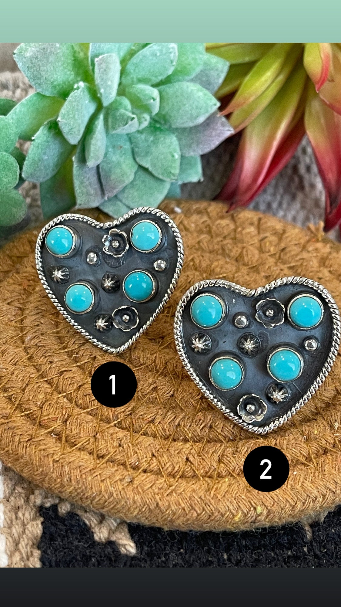 Southwest Handmade Kingman Turquoise & Sterling Silver Adjustable Heart Ring