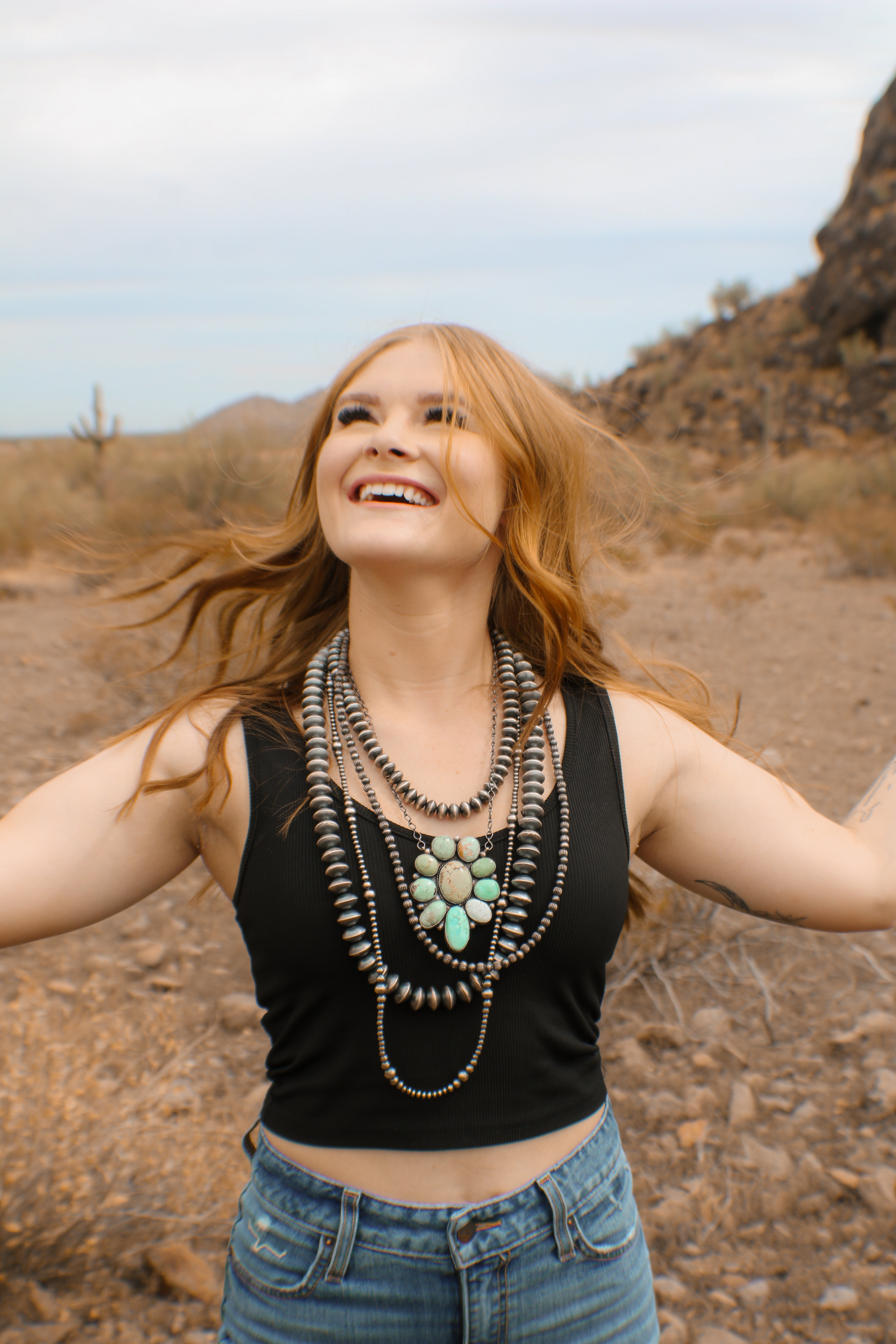 Jeff James Carico Lake Turquoise& Sterling Silver Necklace