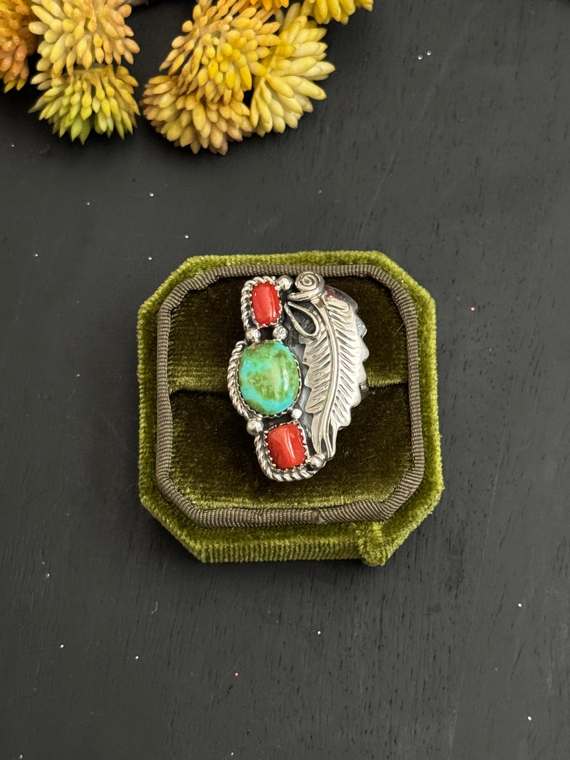 Julia Etsitty Multi Stone & Sterling Silver Ring Size 7.5