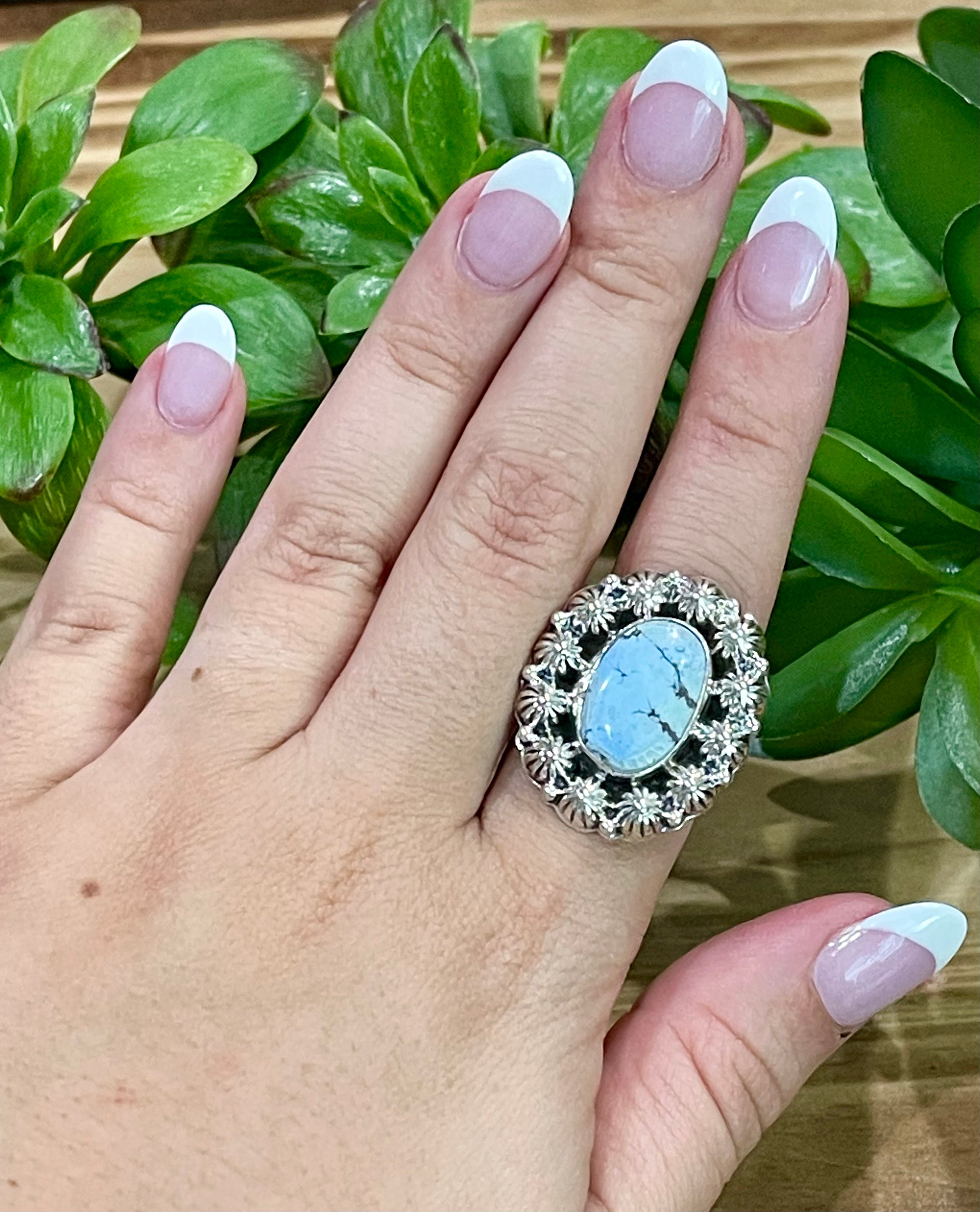 Southwest Handmade Golden Hills Turquoise & Sterling Silver Adjustable Ring