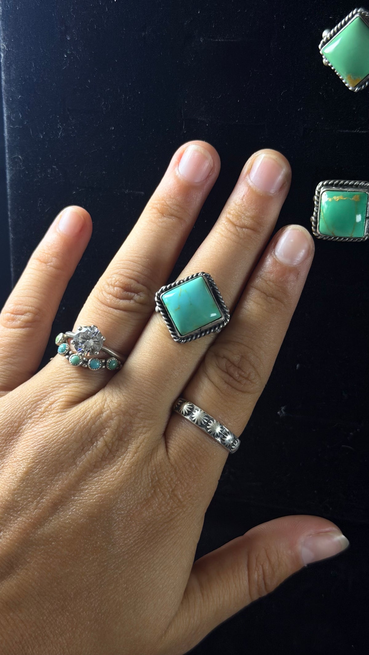 Navajo Made Kingman Turquoise & Sterling Silver Ring