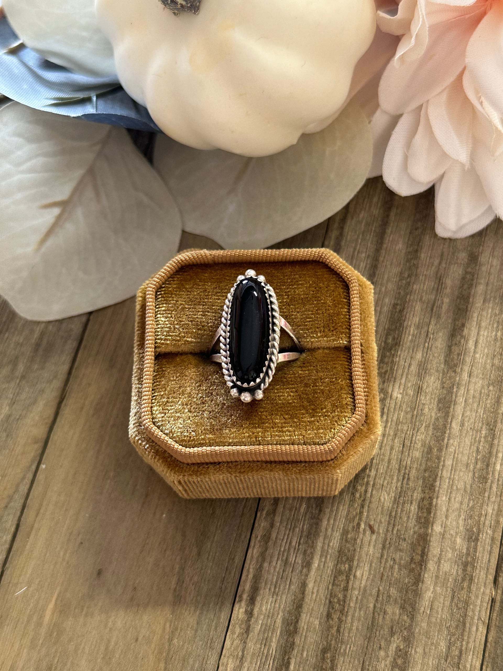 Navajo Made Onyx & Sterling Silver Ring