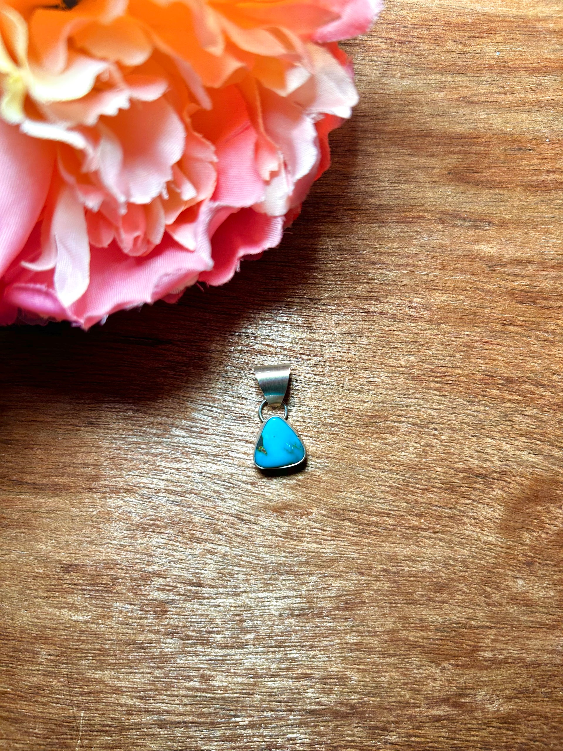 Navajo Made Kingman Turquoise & Sterling Silver Pendant