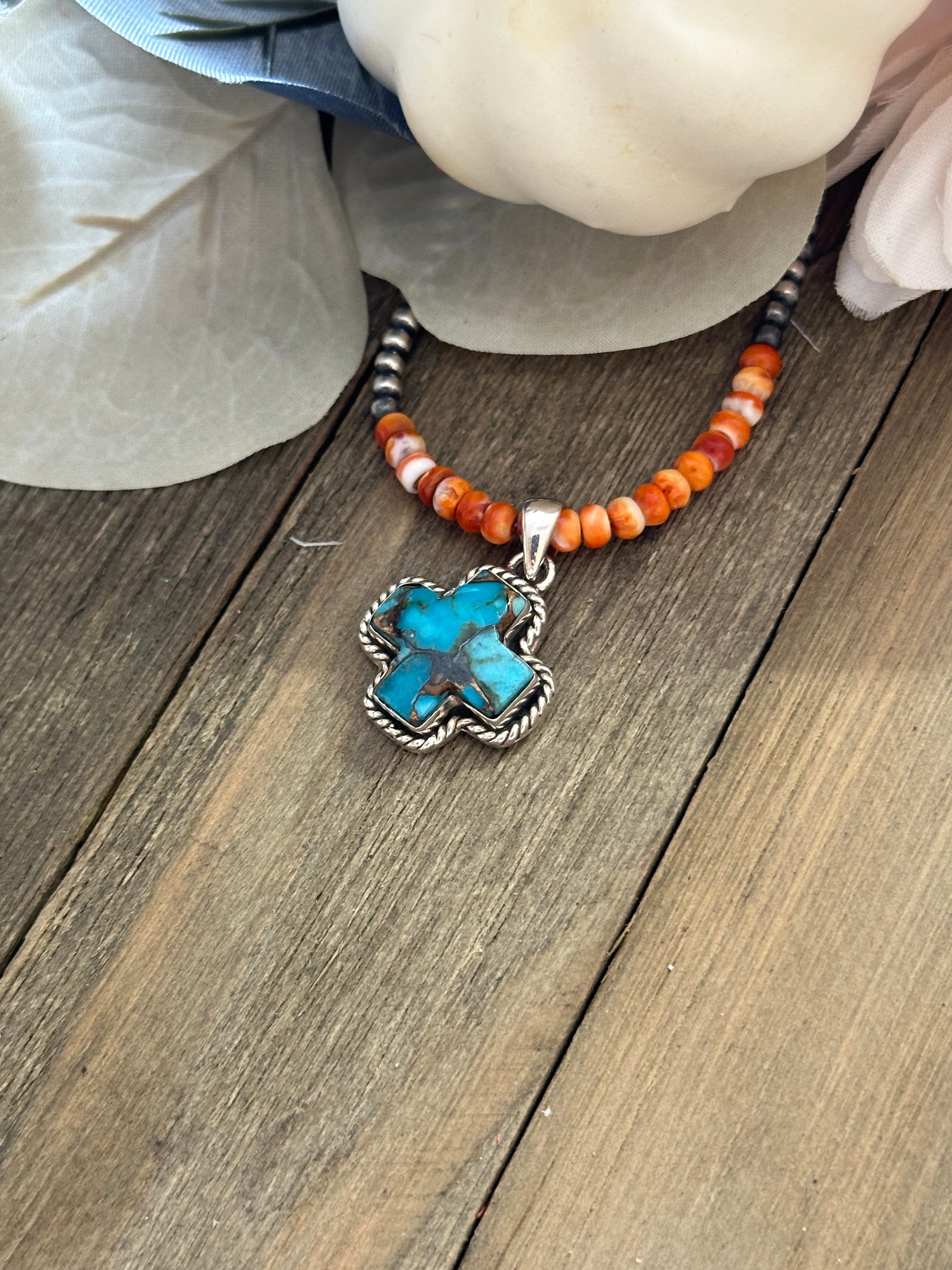 Southwest Handmade Mohave Turquoise & Sterling Silver Pendant