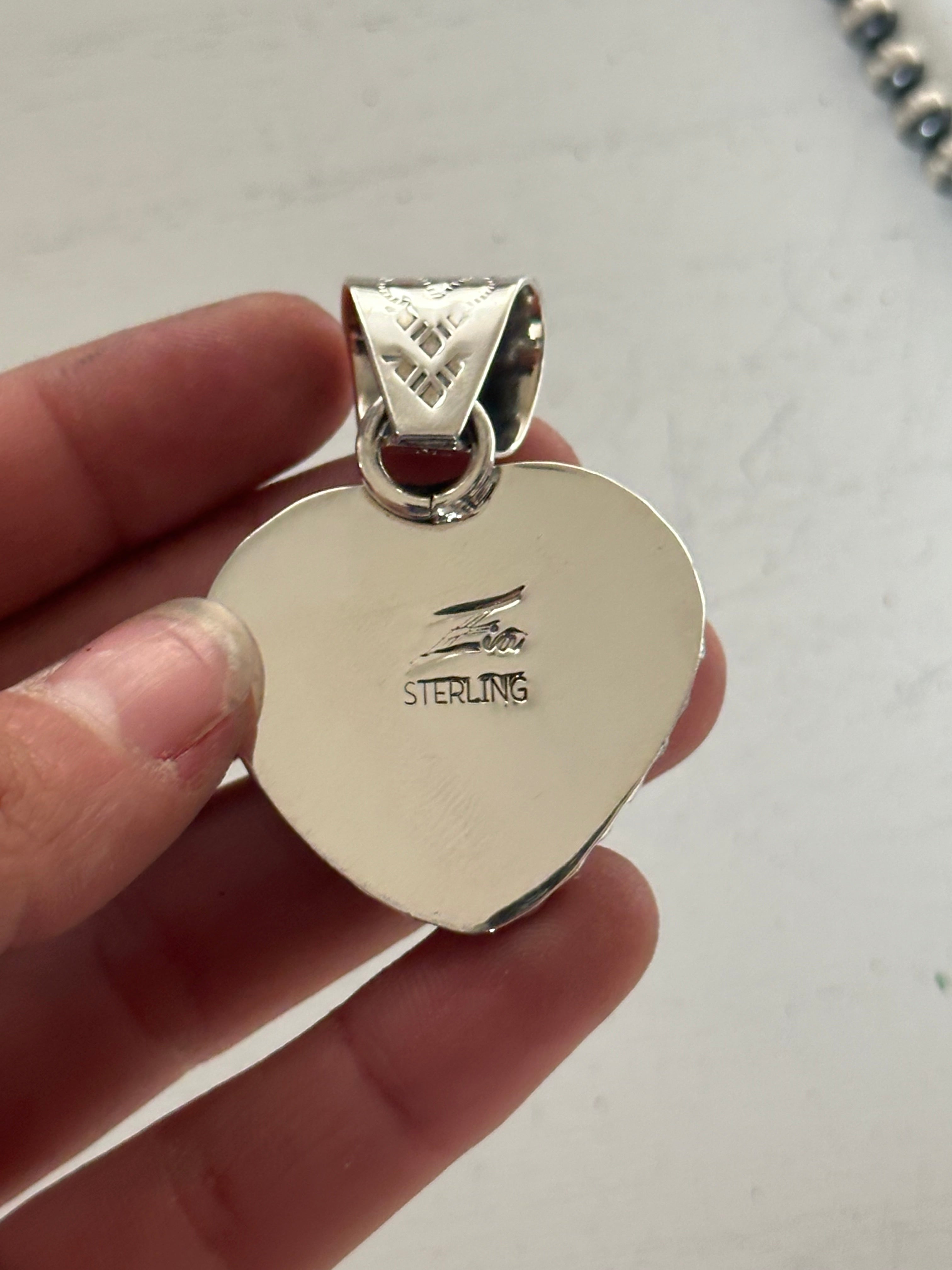Tony Yazzie Kingman Turquoise & Sterling Silver Heart Pendant