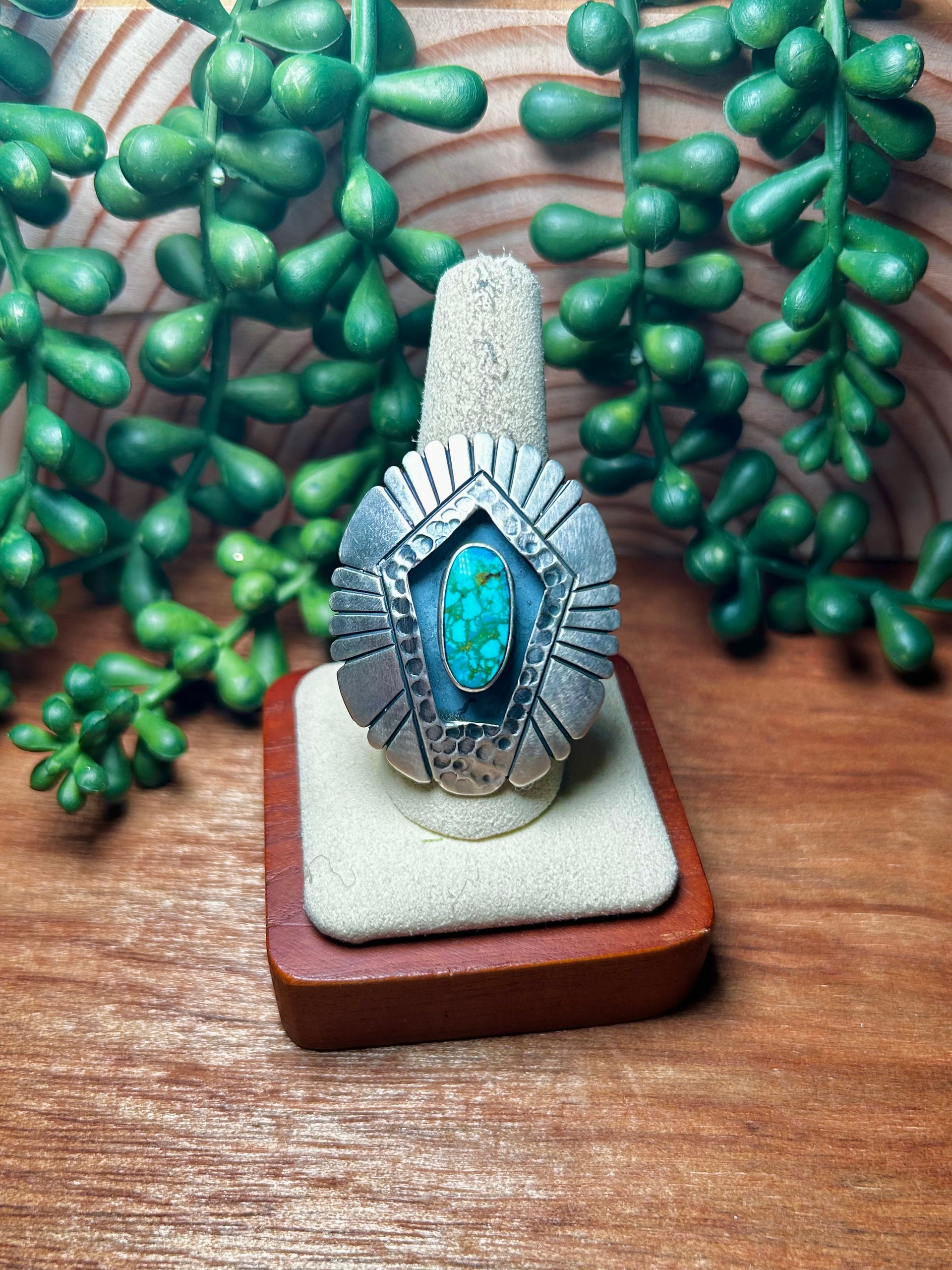 Matlilda Benally Kingman Turquoise & Sterling Silver Ring Size 9