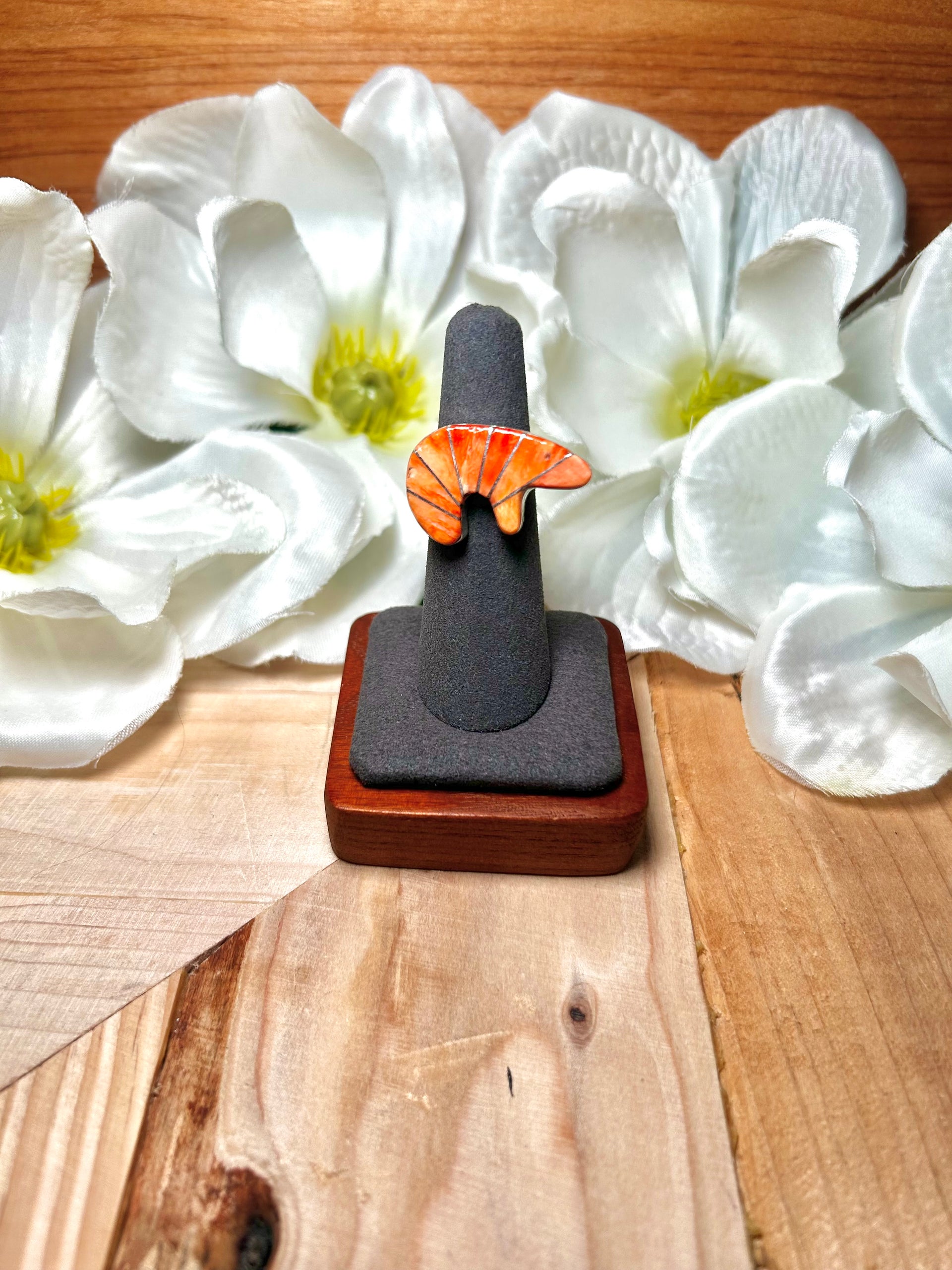 Navajo Made Spiny Oyster & Sterling Silver Ring Size 5