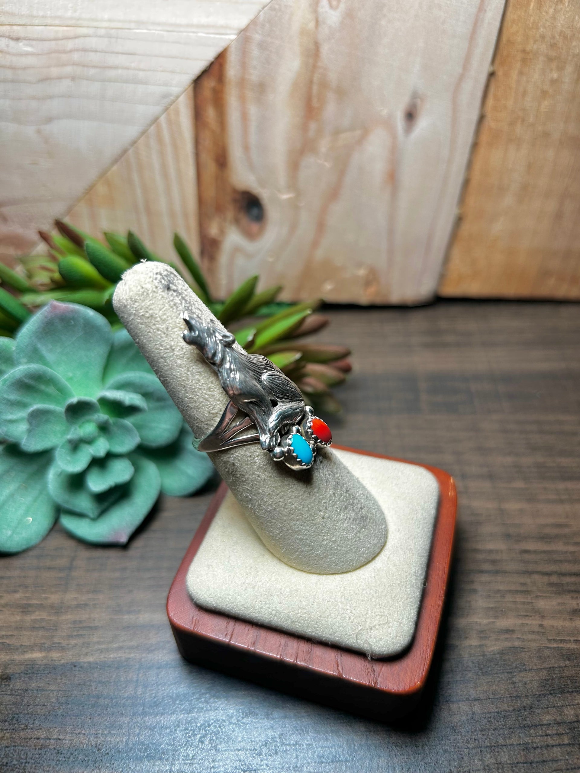 Navajo Made Multi Stone & Sterling Silver Ring