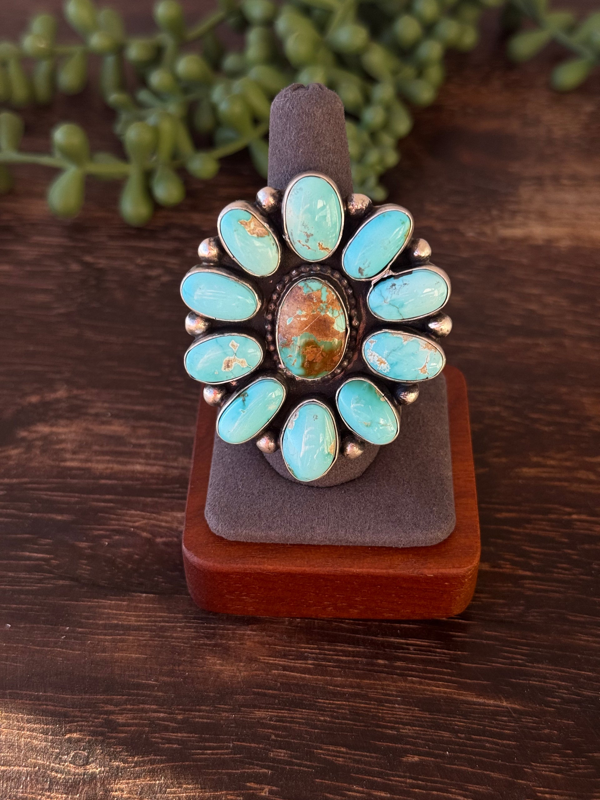 Bobby Johnson Royston Turquoise & Sterling Silver Ring Size 9