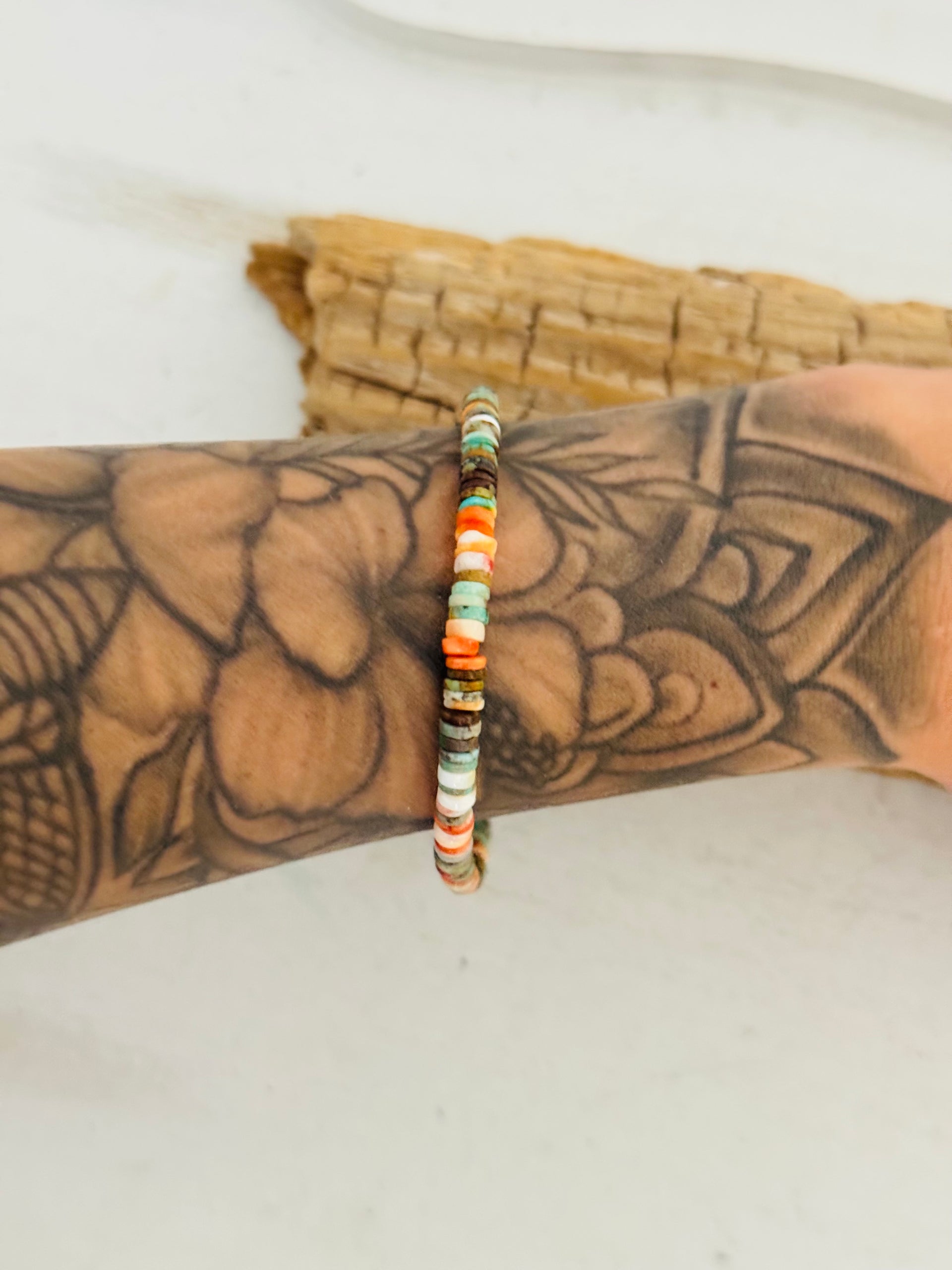 Navajo Strung Multi Stone & Sterling Silver Pearl Beaded Bracelet