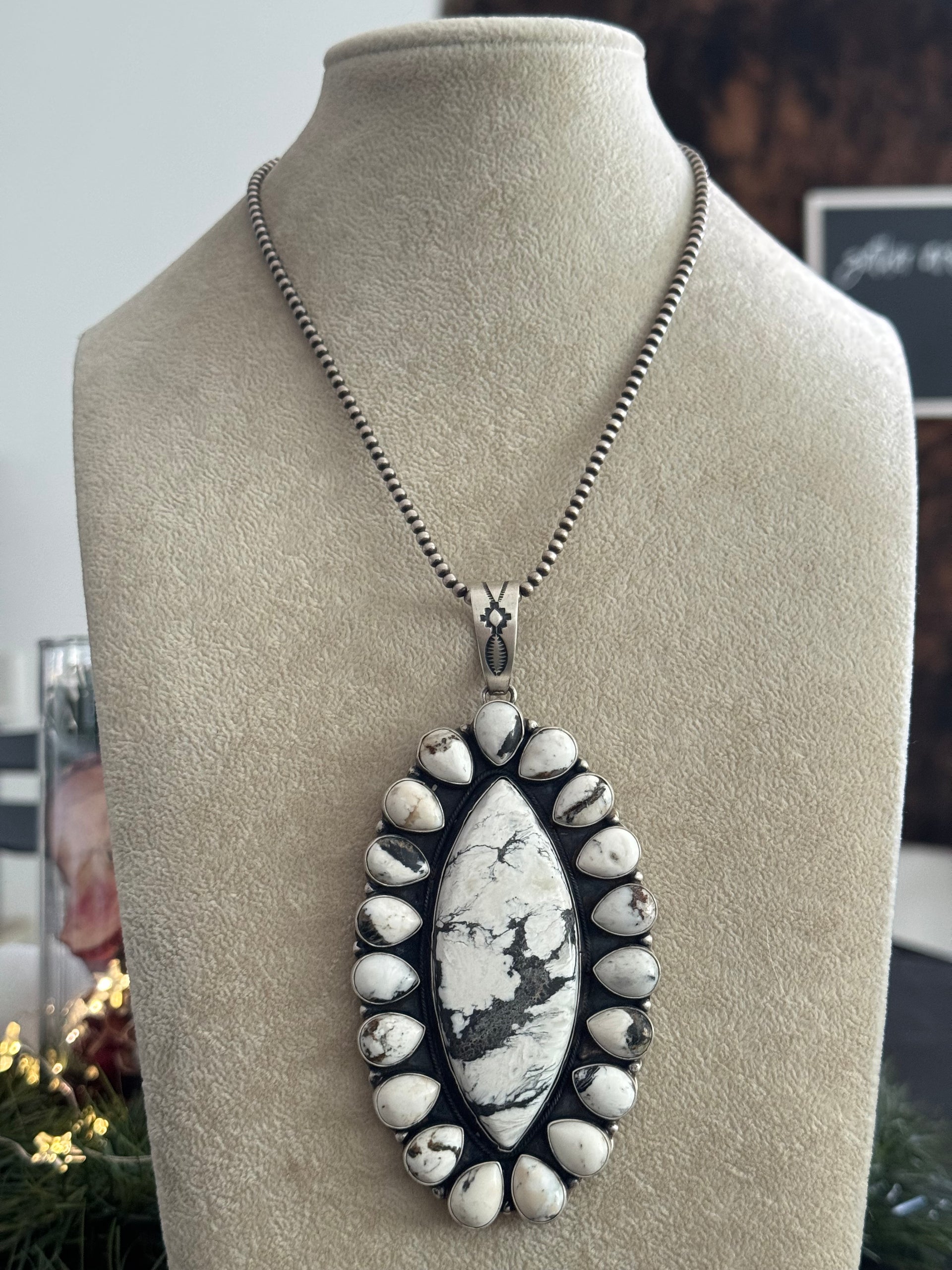 Aaron Robertson White Buffalo & Sterling Silver Cluster Pendant