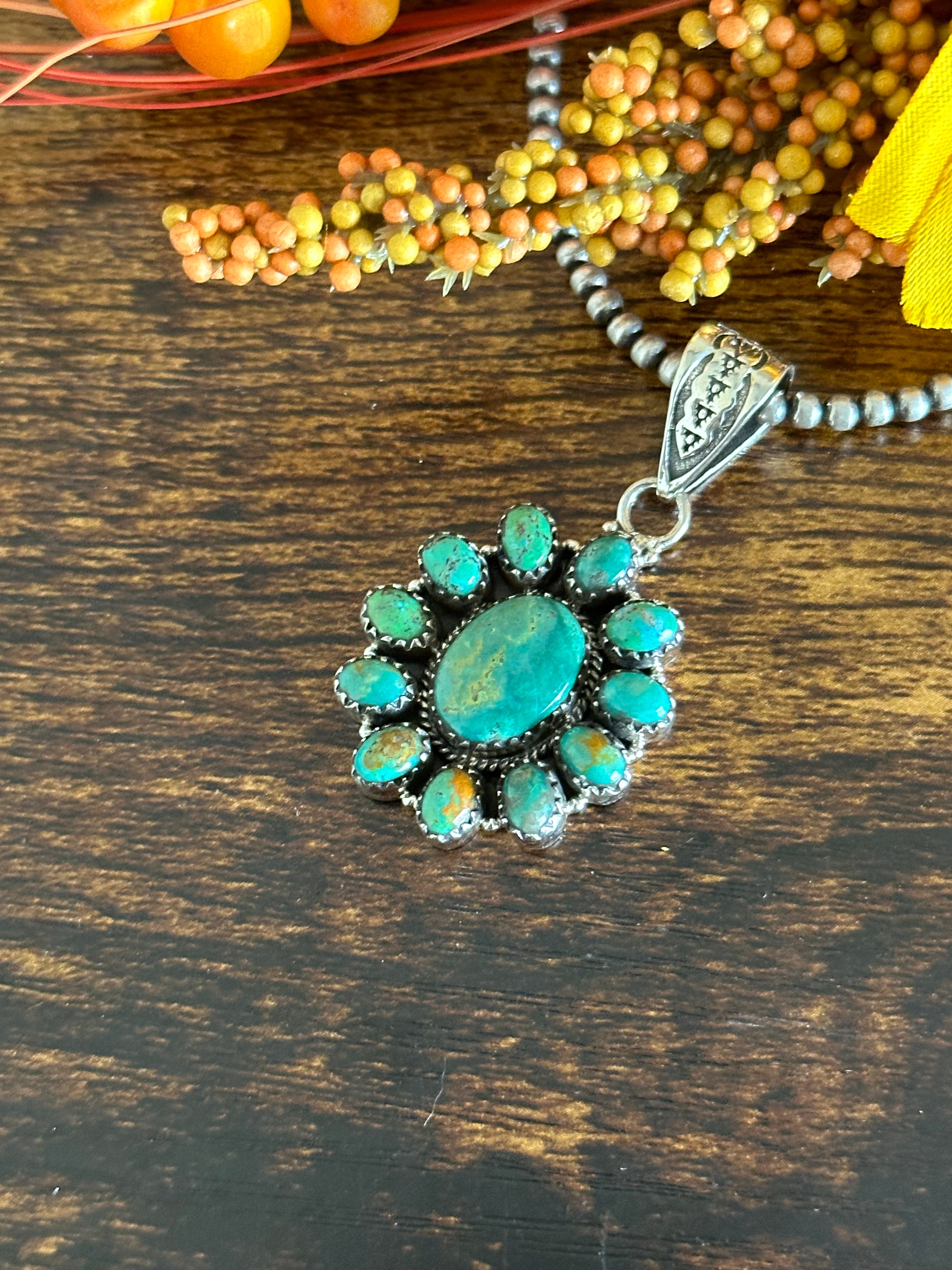 Southwest Handmade Kingman Turquoise & Sterling Silver Pendant