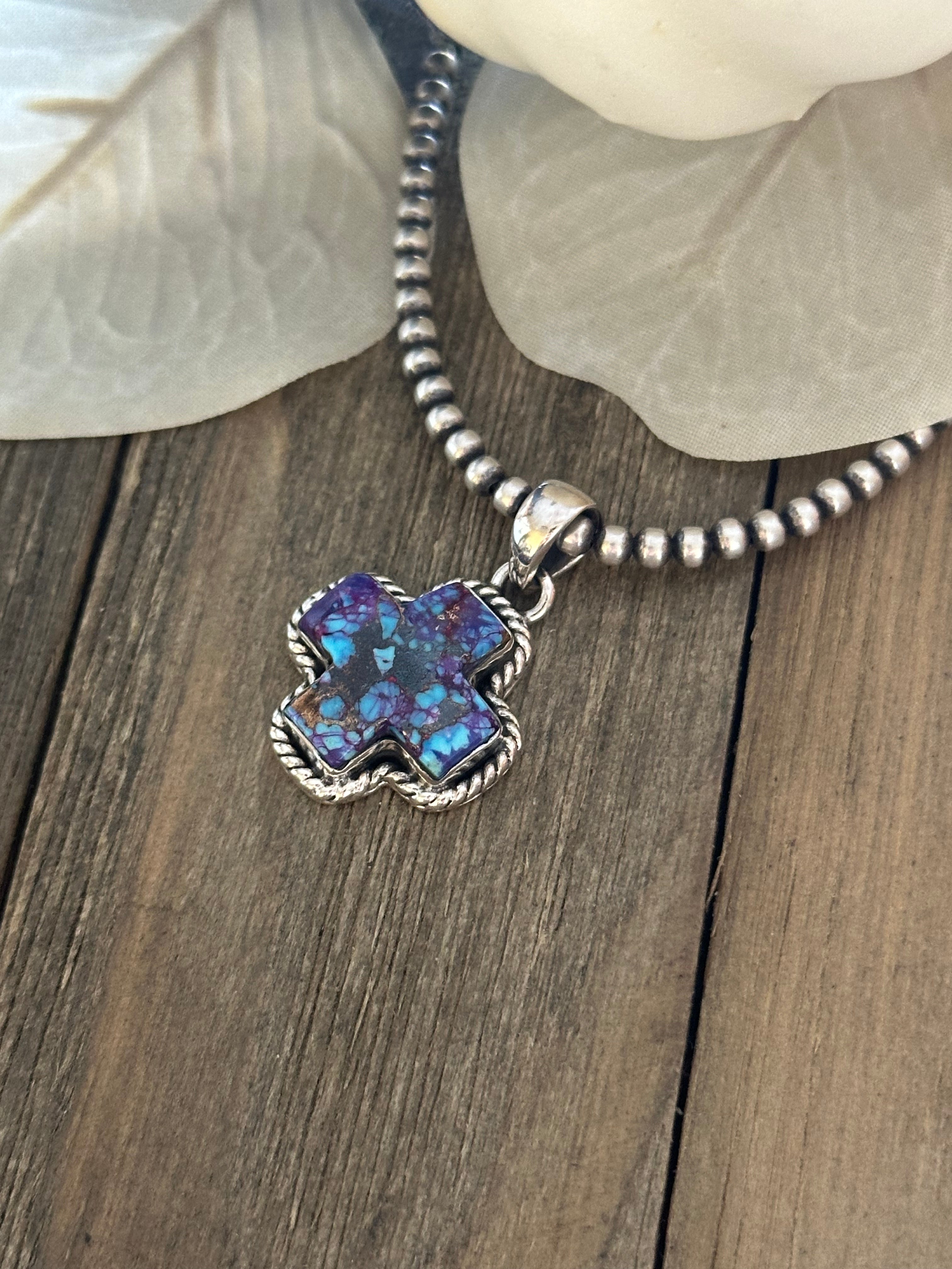 Southwest Handmade Mohave Turquoise & Sterling Silver Pendant