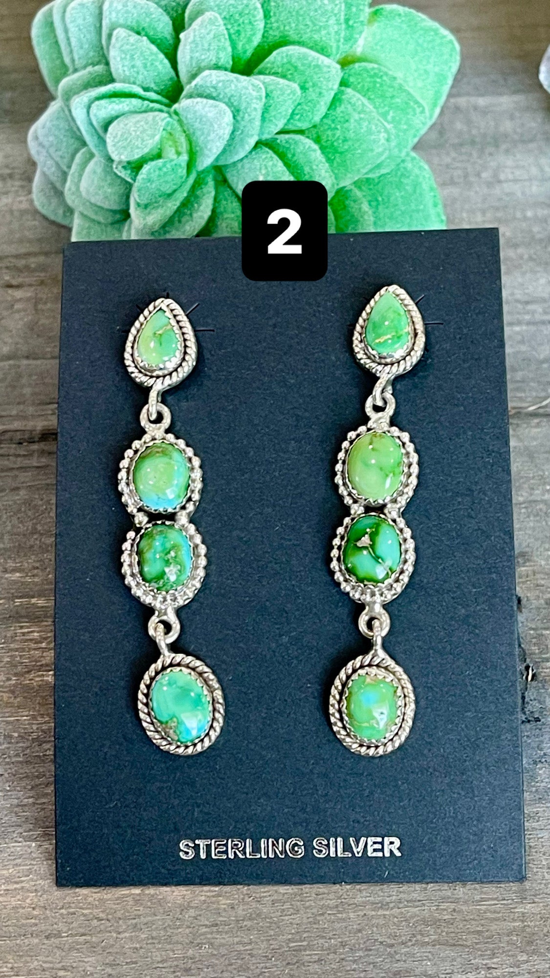 Southwest Handmade Sonoran Mountain Turquoise & Sterling Silver Post Dangle Earrings