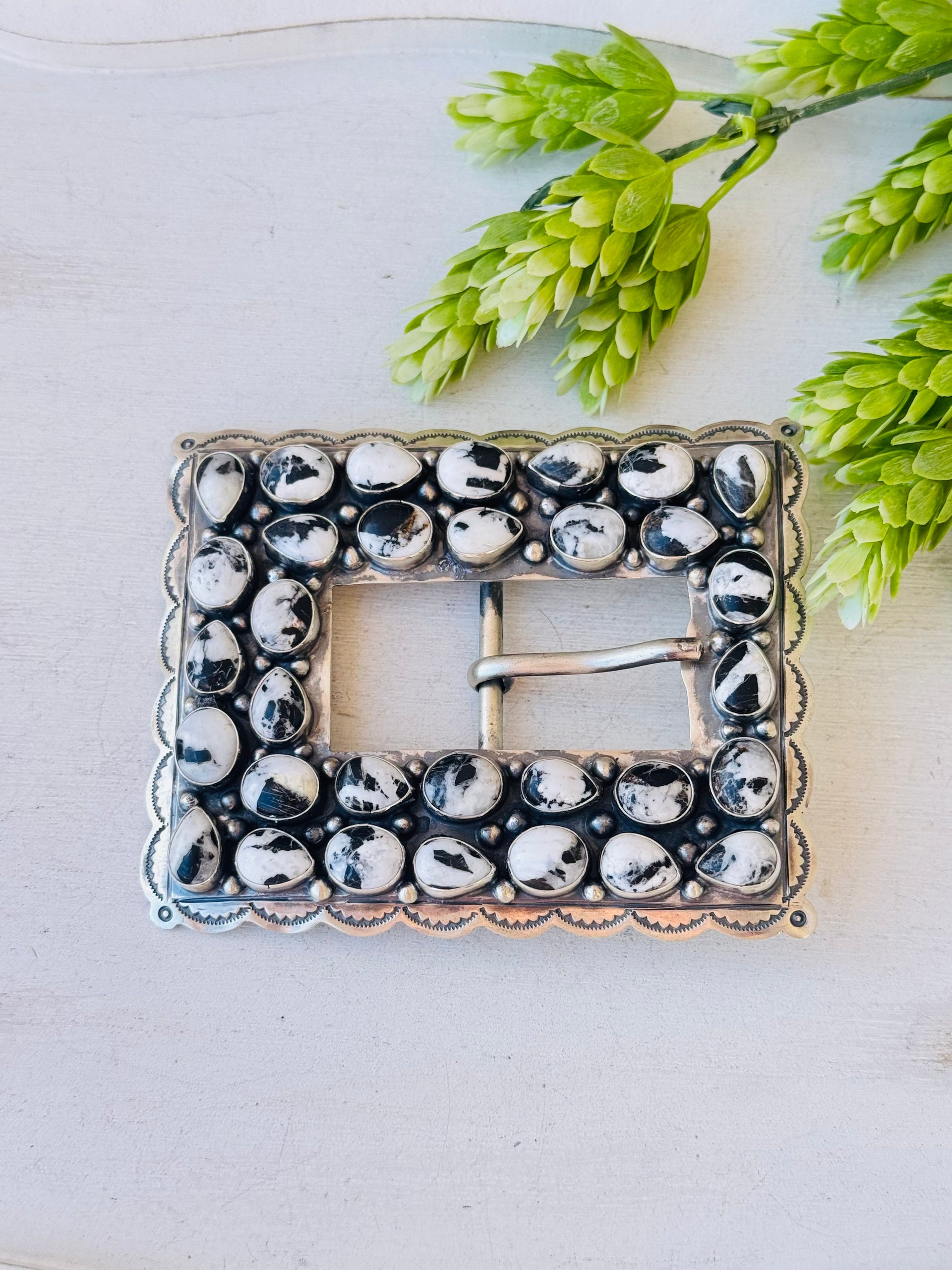 Bobby Johnson White Buffalo & Sterling Silver Belt Buckle