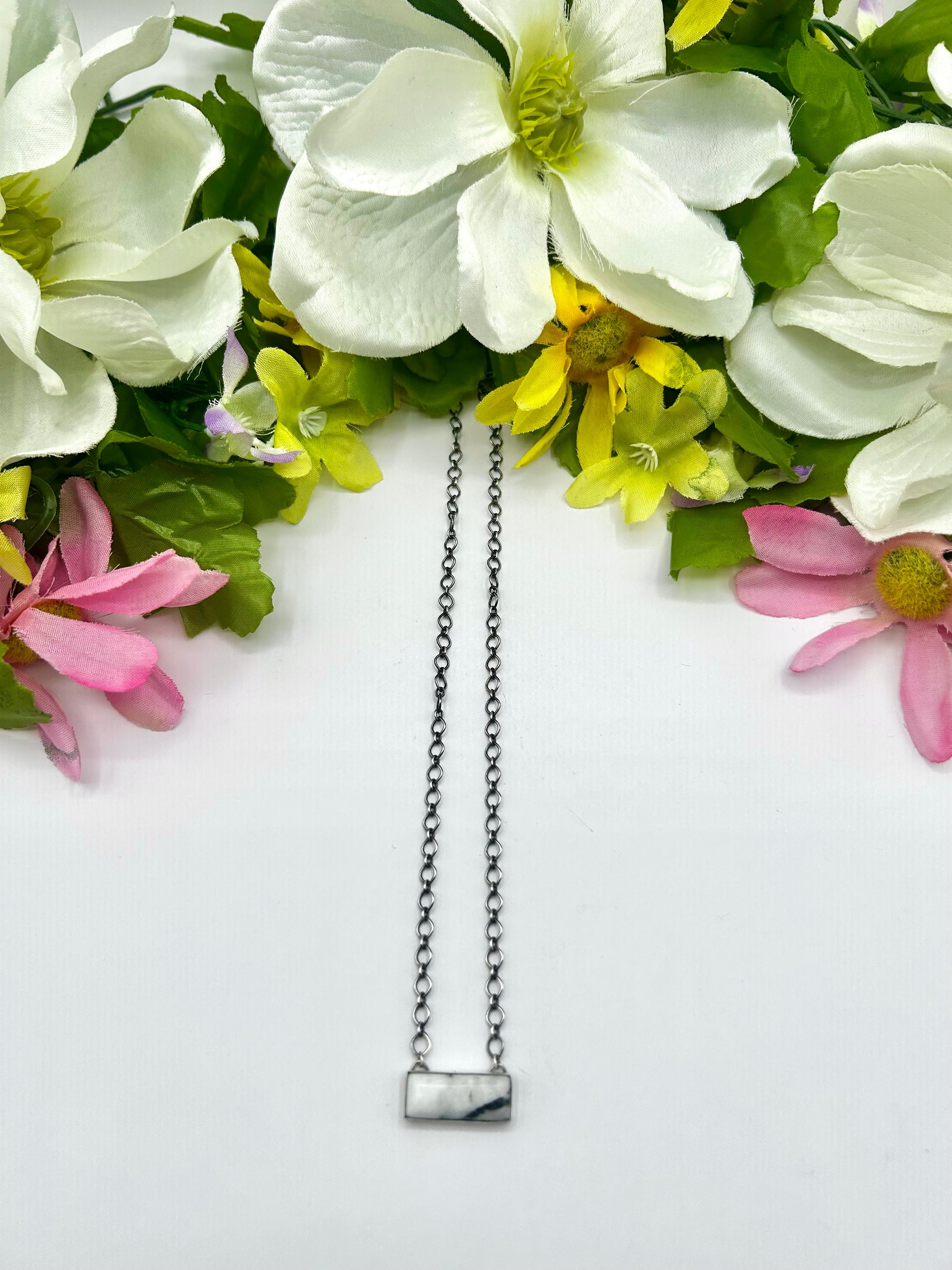 Navajo Made White Buffalo & Sterling Silver Necklace