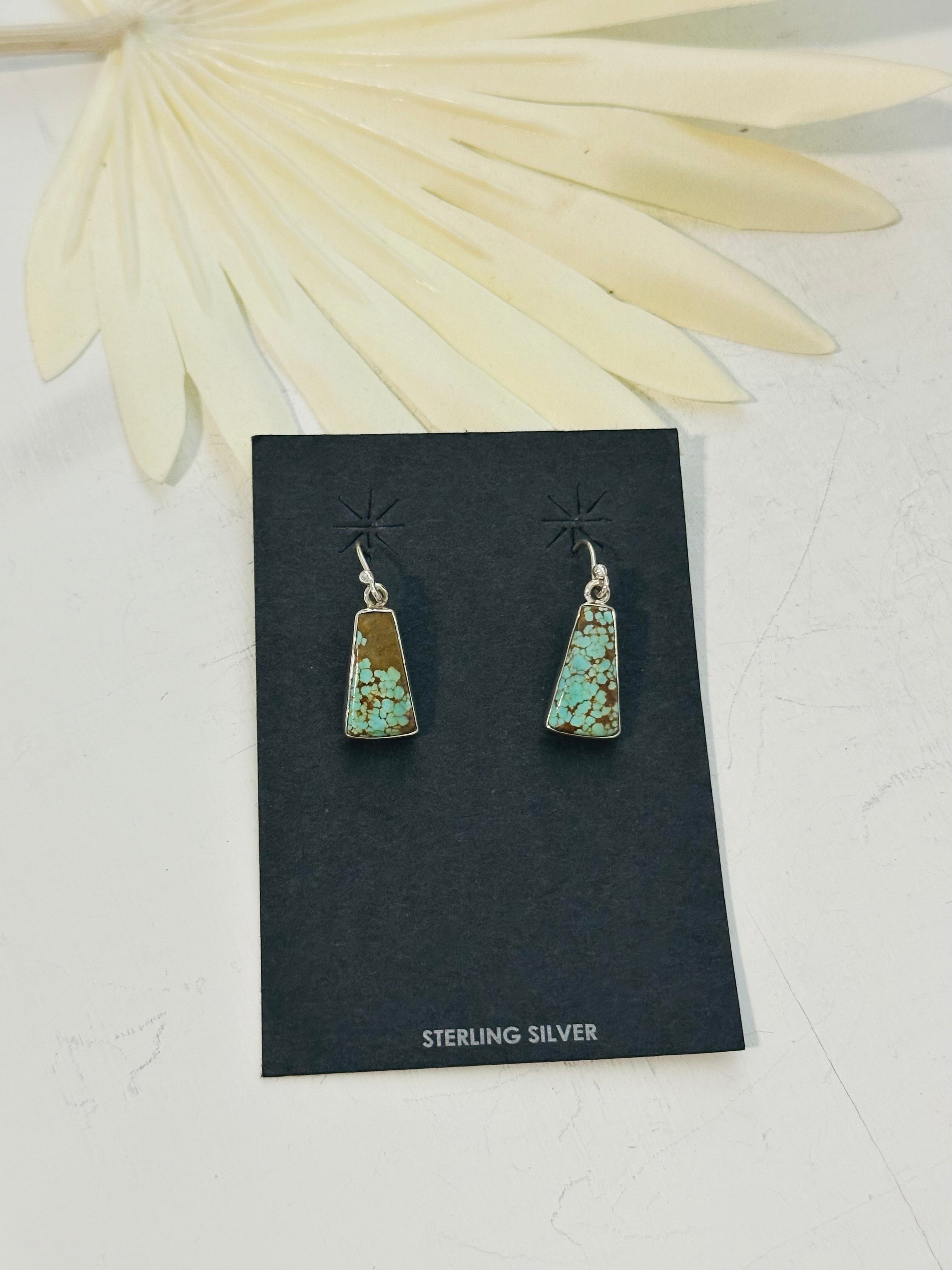 Southwest Handmade #8 Turquoise & Sterling Silver Dangle Earrings