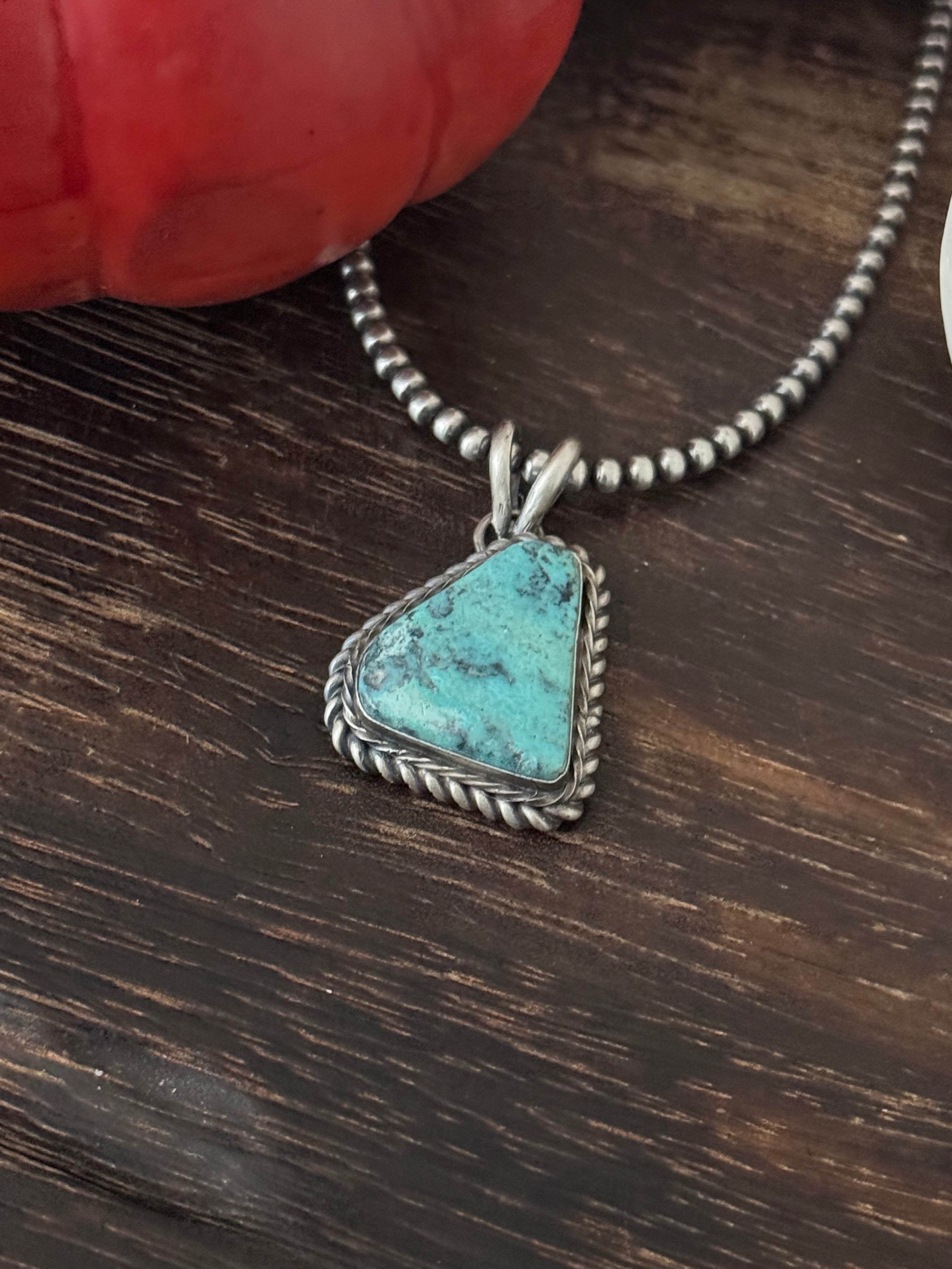 Eli Skeets Kingman Turquoise & Sterling Silver Pendant