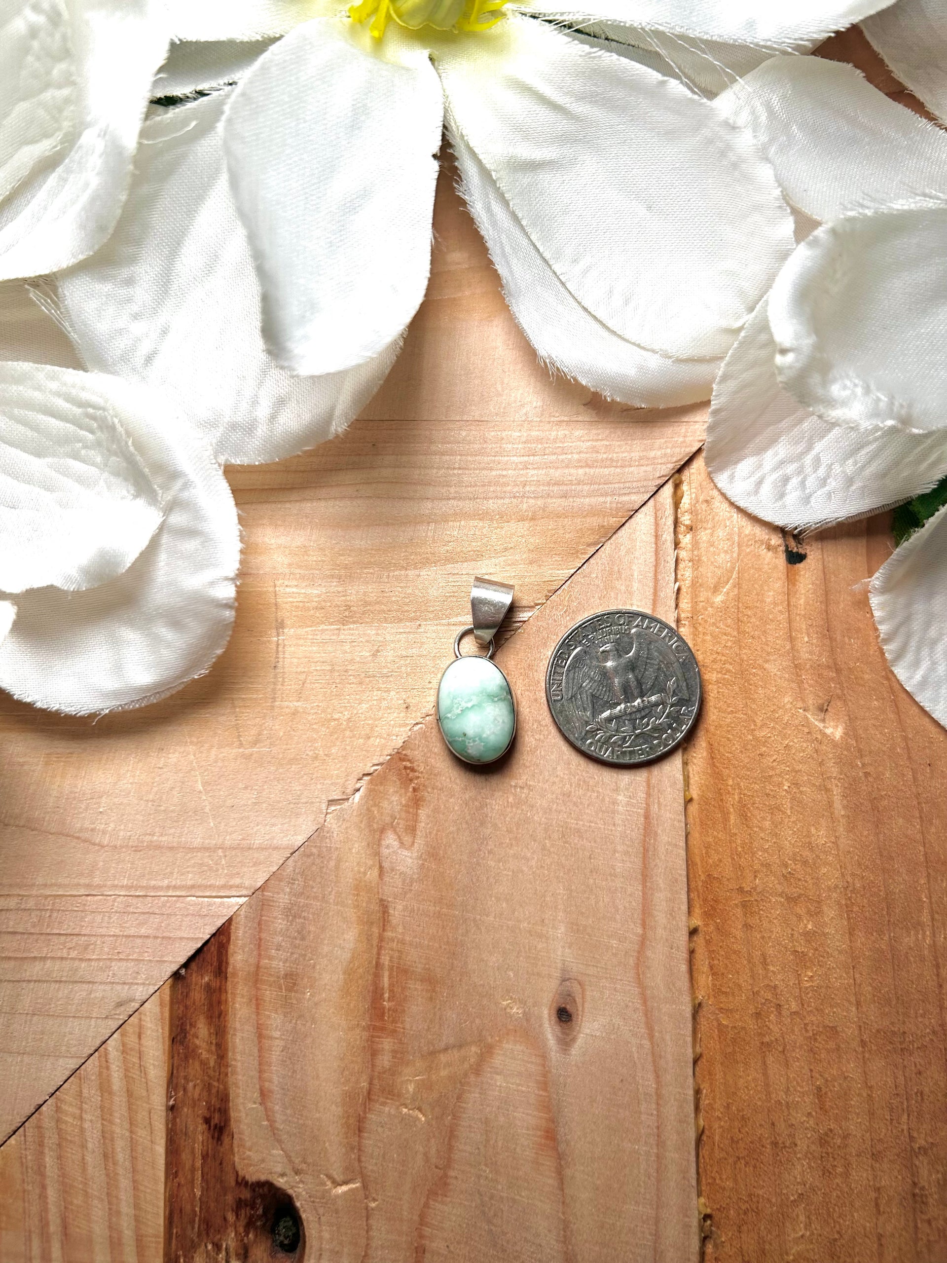 Navajo Made Palomino Variscite & Sterling Silver Pendant