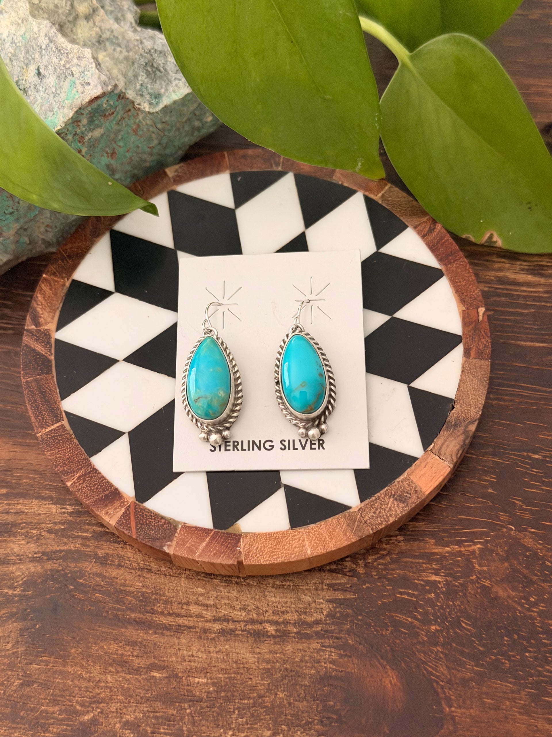 Trish Largo Kingman Turquoise & Sterling Silver Dangle Earrings