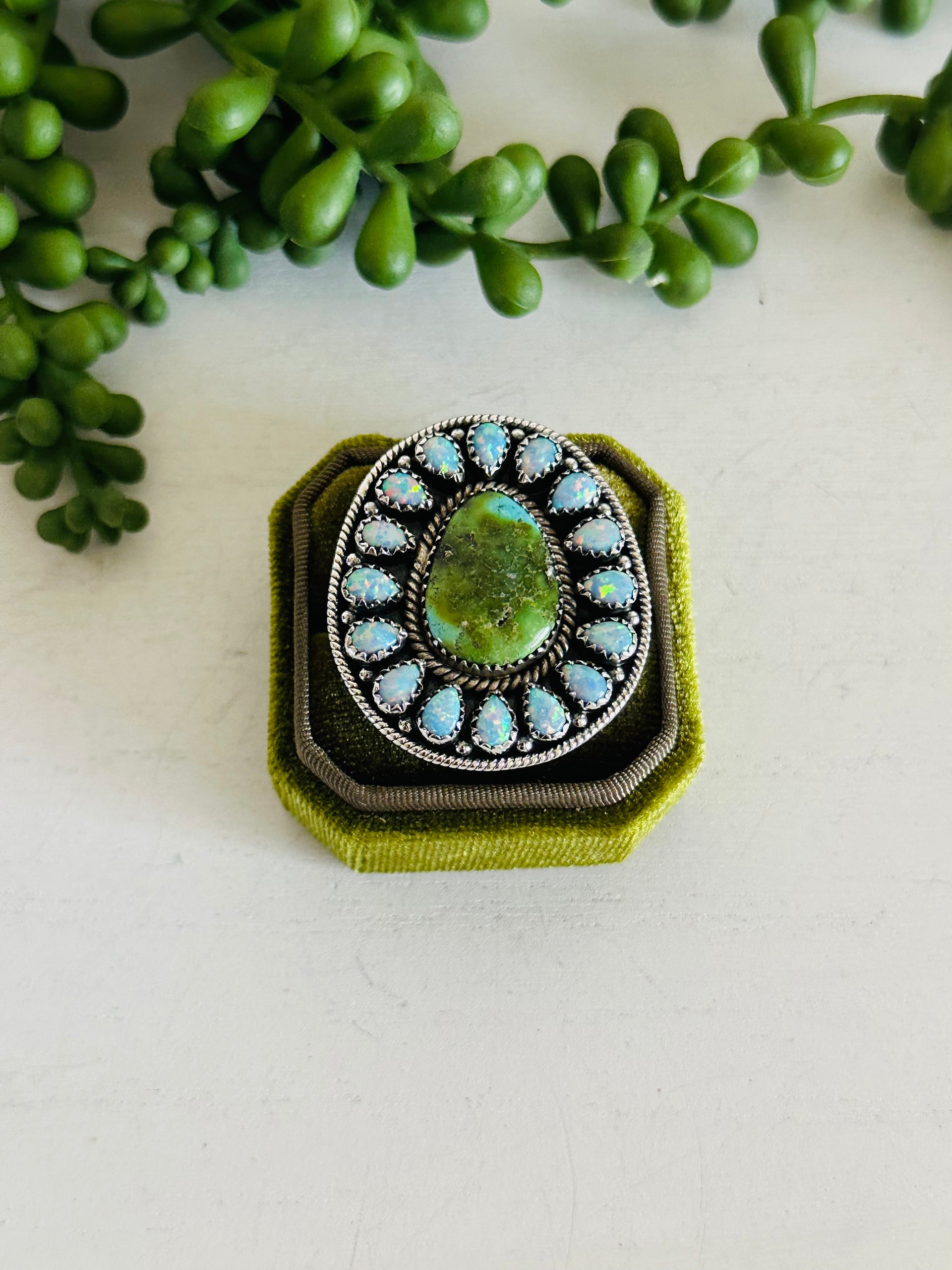 Southwest Handmade Multi Stone & Sterling Silver Adjustable Cluster Ring