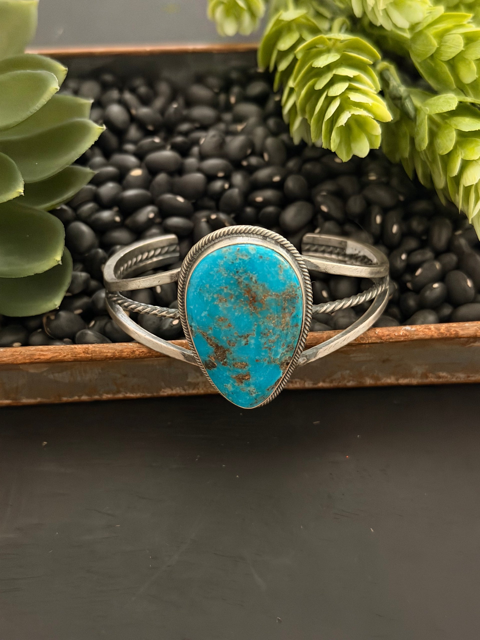 Darrin Livingston Kingman Turquoise & Sterling Silver Cuff Bracelet