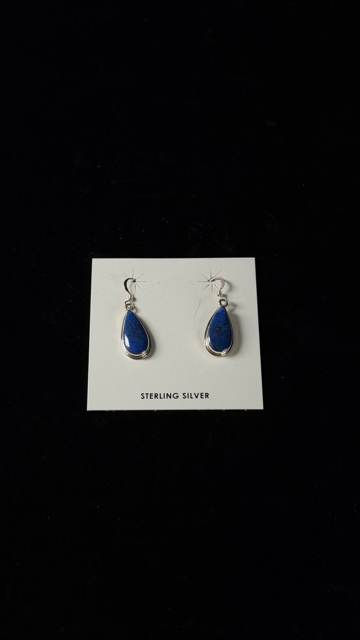 Navajo Made Lapis & Sterling Silver Dangle Earrings