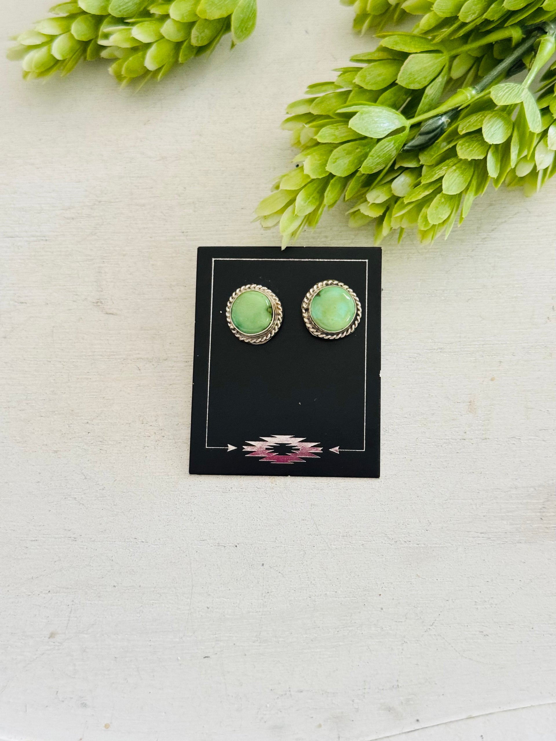 Navajo Made Sonoran Mountain Turquoise & Sterling Silver Post Earrings