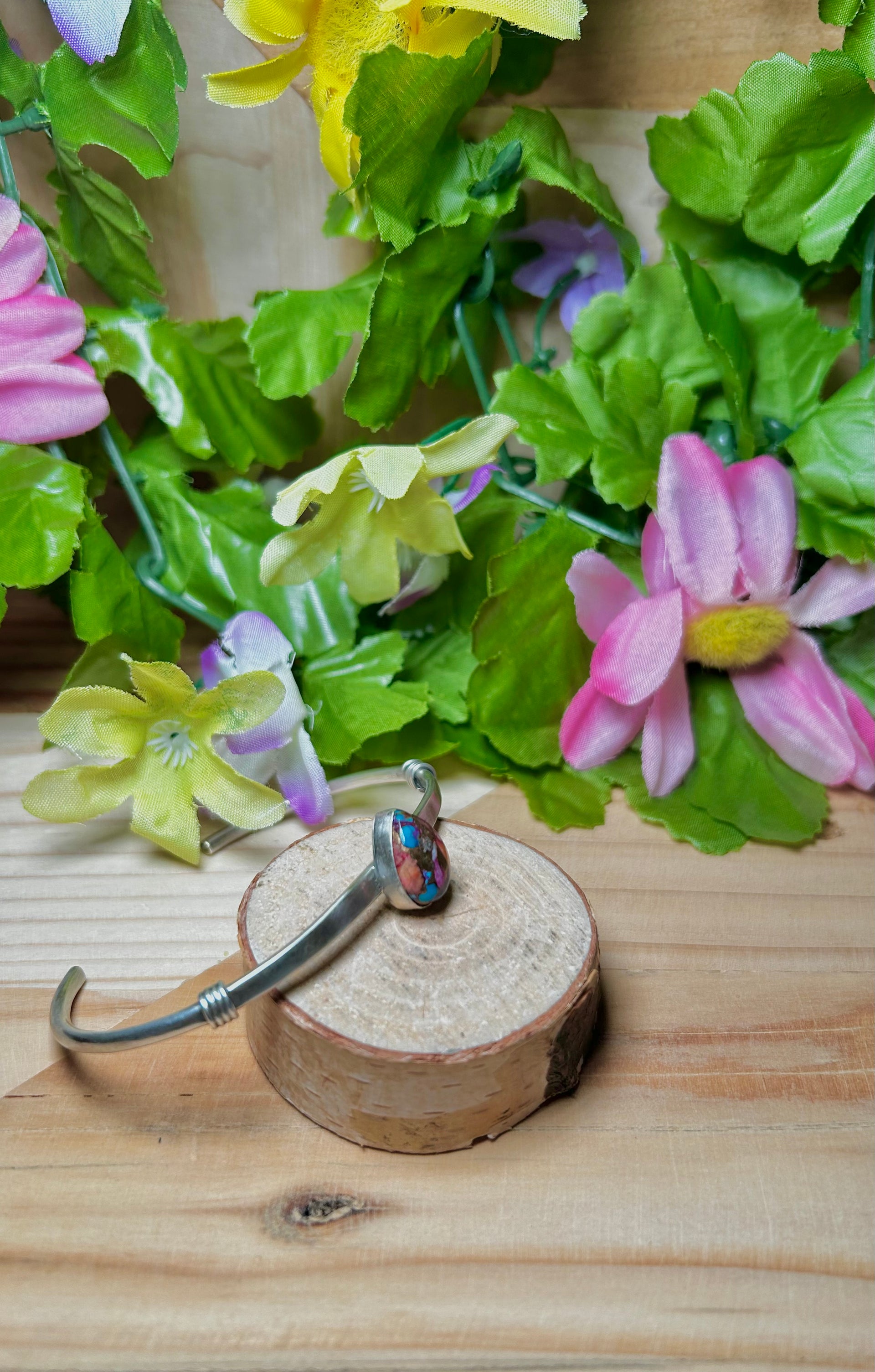 Navajo Made Mohave Turquoise & Sterling Silver Cuff Bracelet
