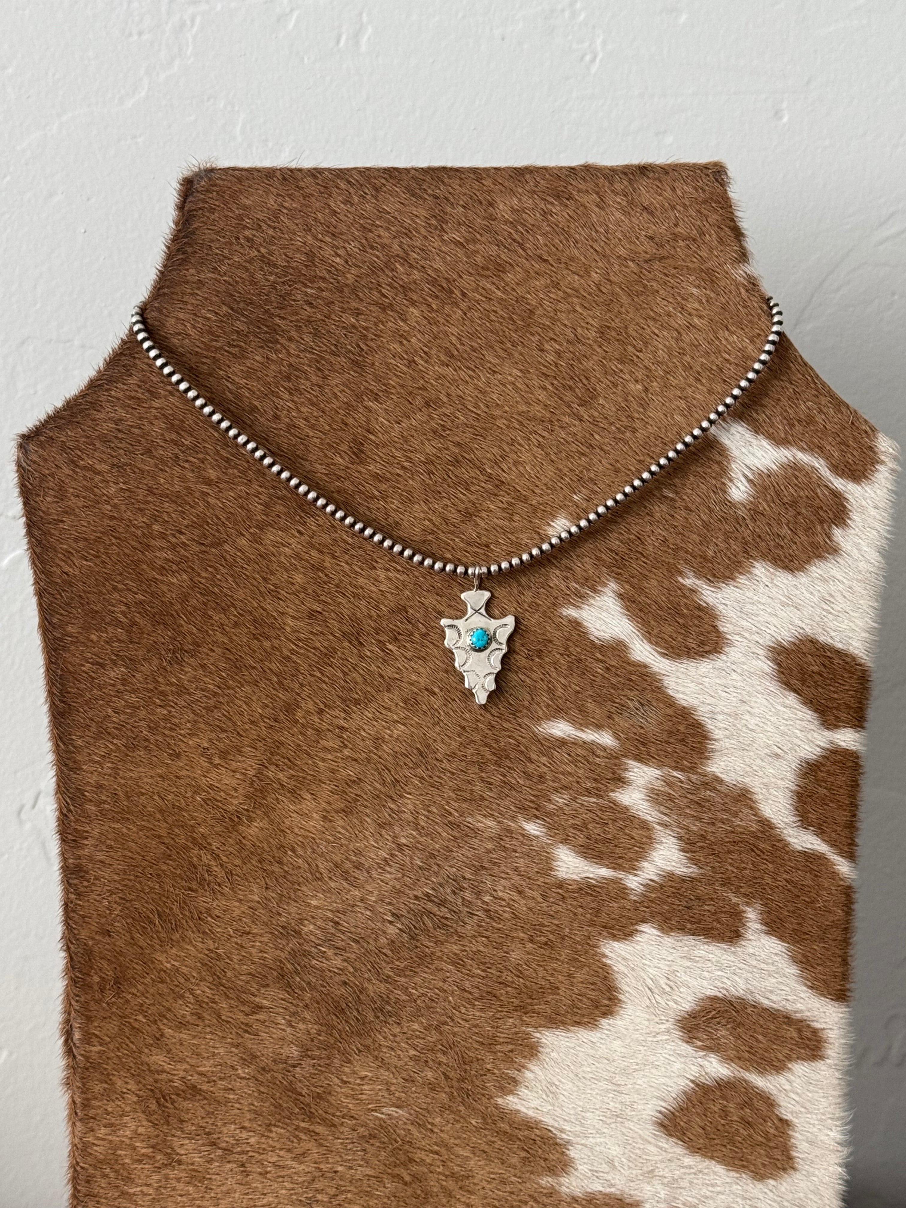 Navajo Handmade Kingman Turquoise & Sterling Silver Arrow Pendants