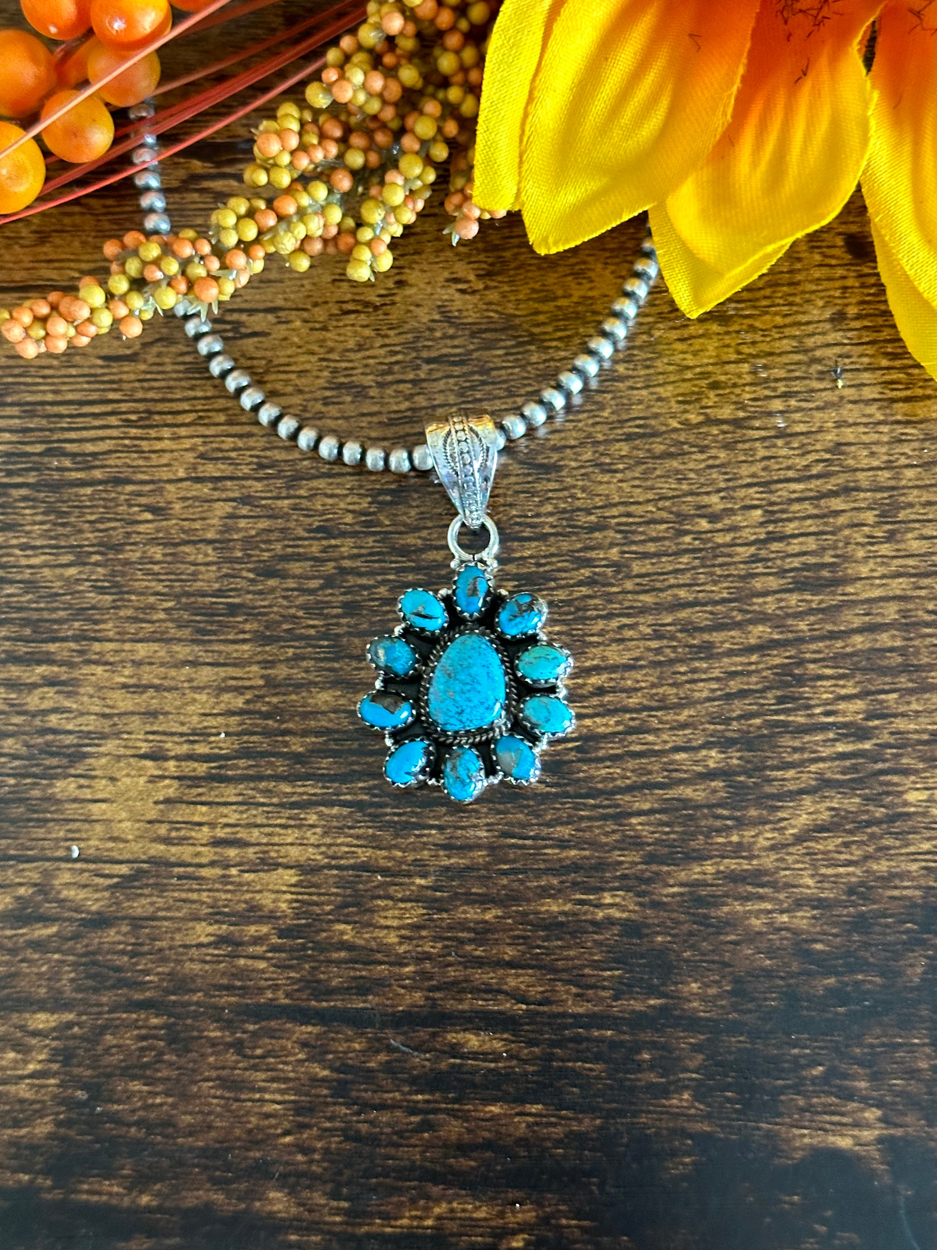 Southwest Handmade Kingman Turquoise & Sterling Silver Pendant