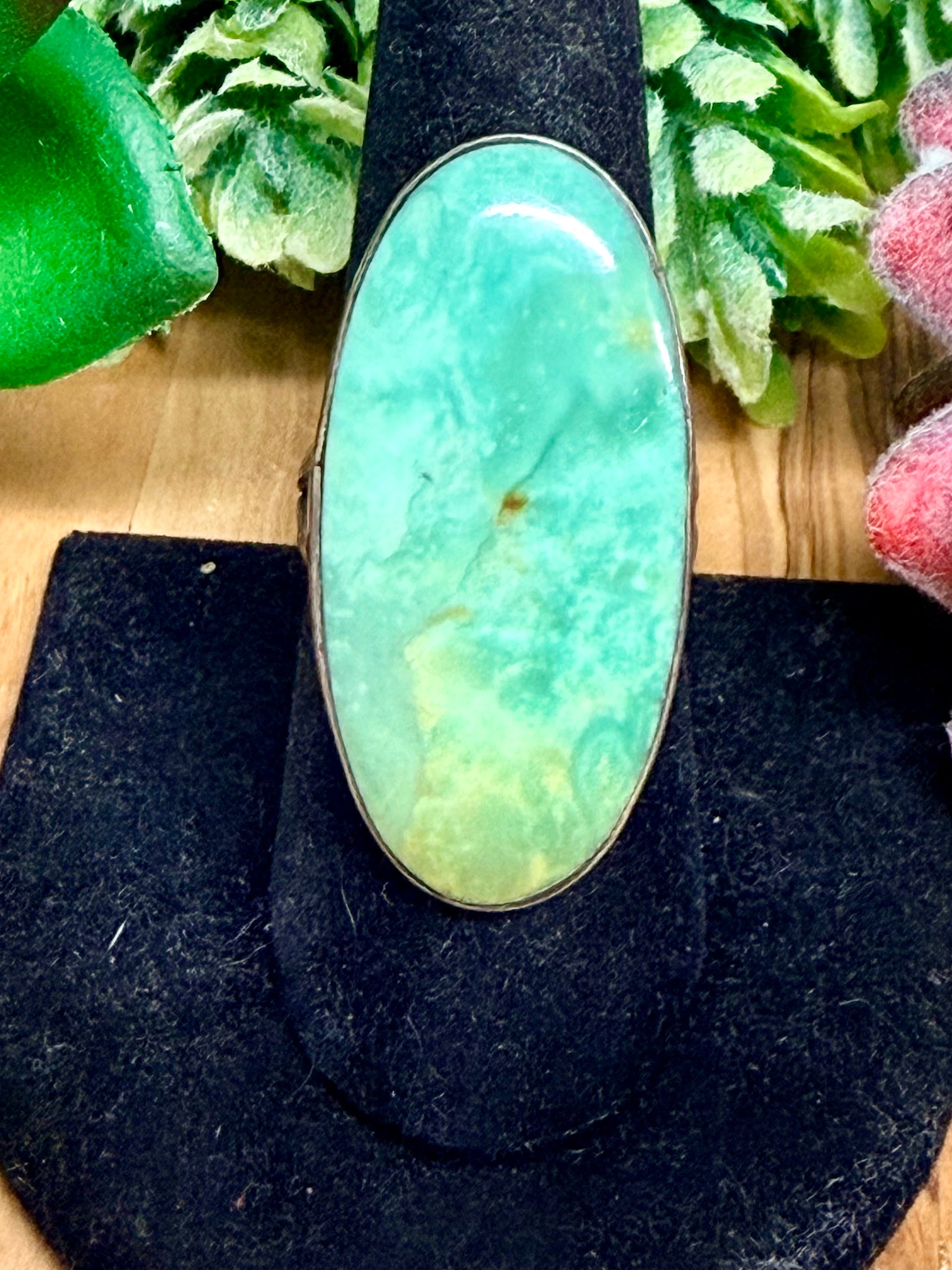 Southwest Handmade Green Kingman Turquoise & Sterling Silver Size 8.75